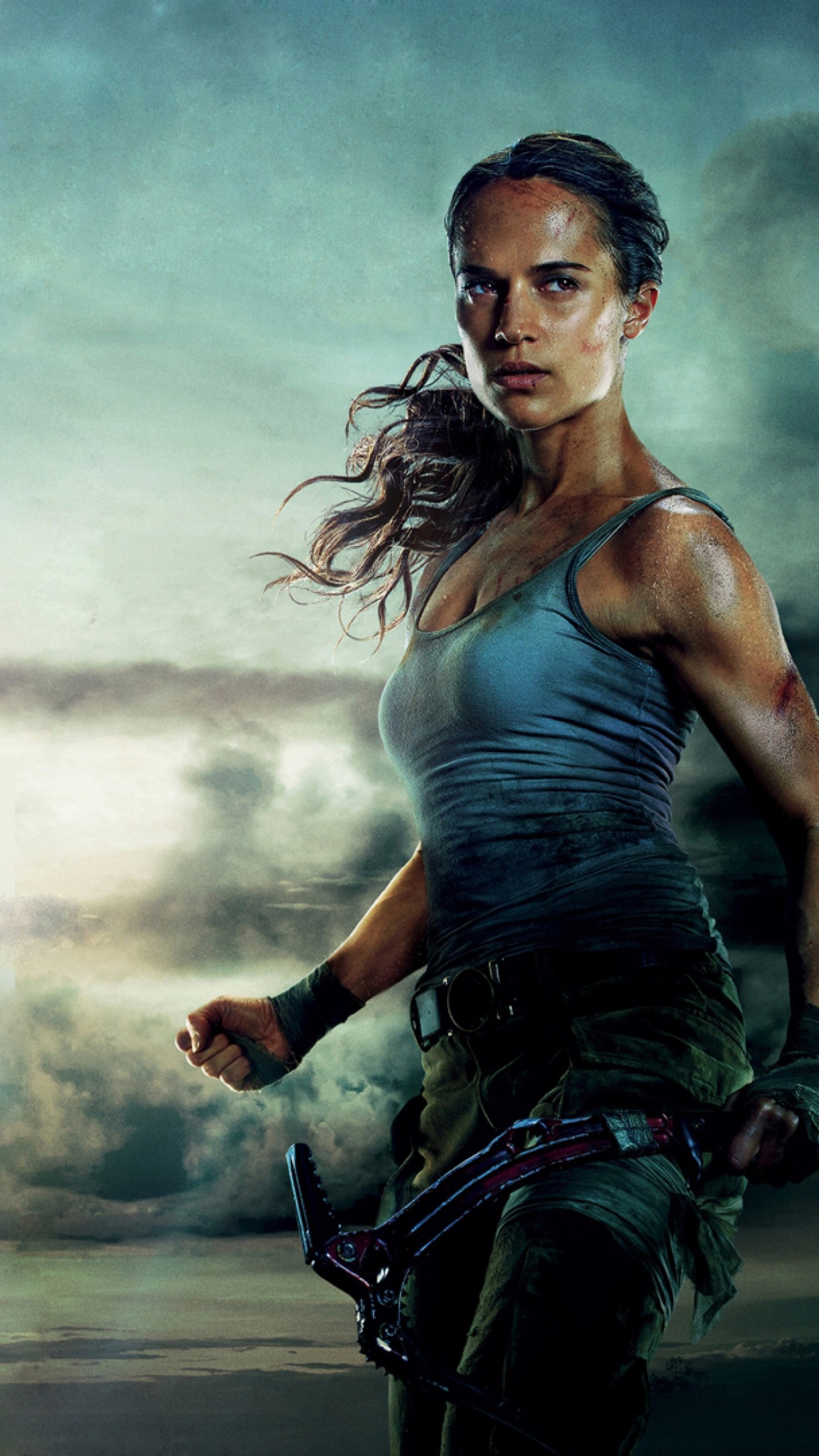 Lara Croft (Movie): Determined to solve the mystery behind her father's disappearance. 1440x2560 HD Background.