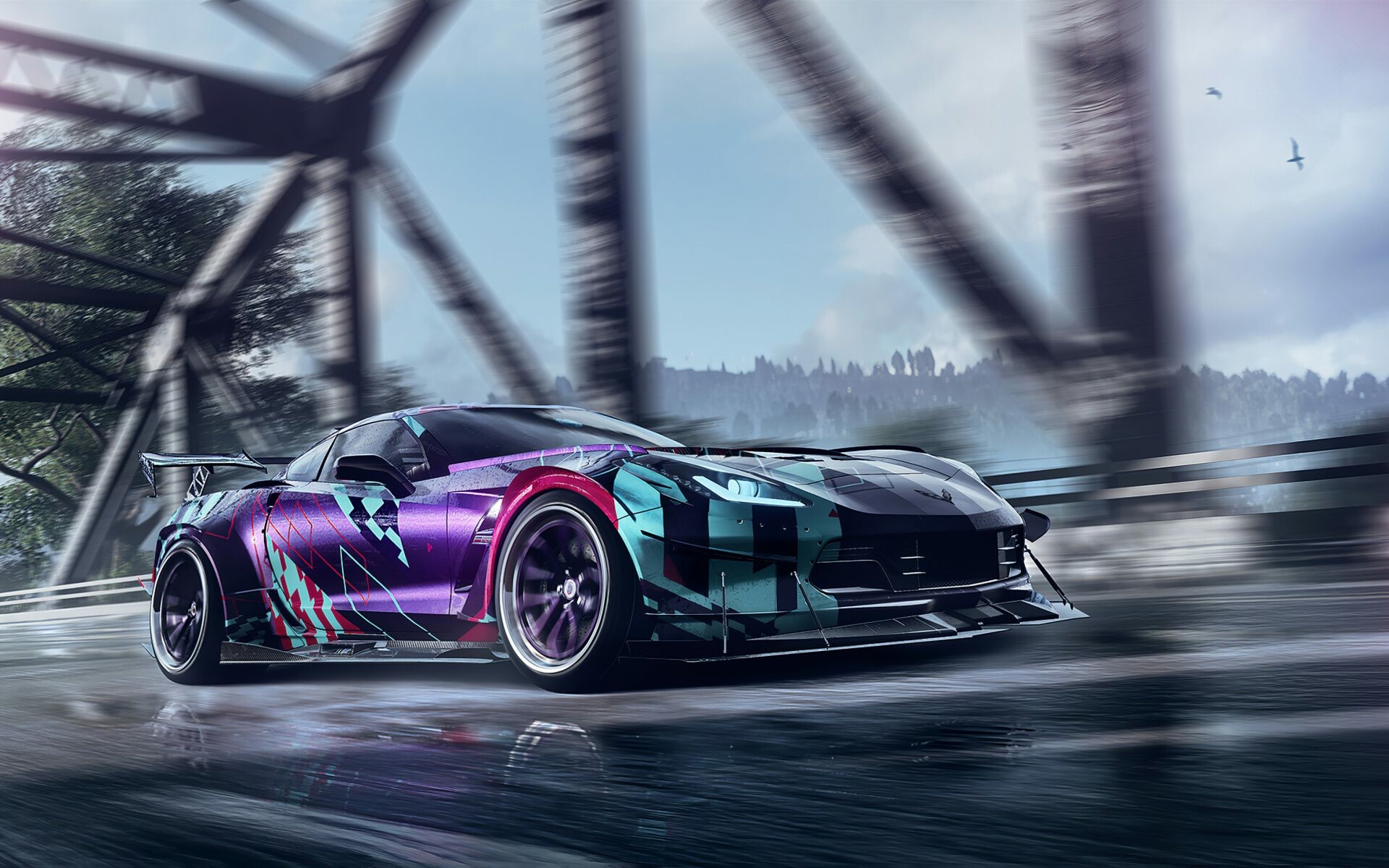 Need for Speed: Chevrolet Corvette c7, NFS Heat, a 2019 racing video game developed by Ghost Games. 1920x1200 HD Background.