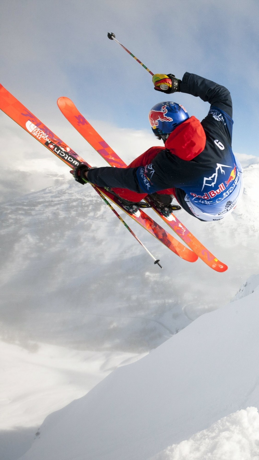 Alpine Skiing: Les Arcs, France, Markus Eder, Travel, Snow, Red Bull freestyle ski, Winter. 1080x1920 Full HD Background.