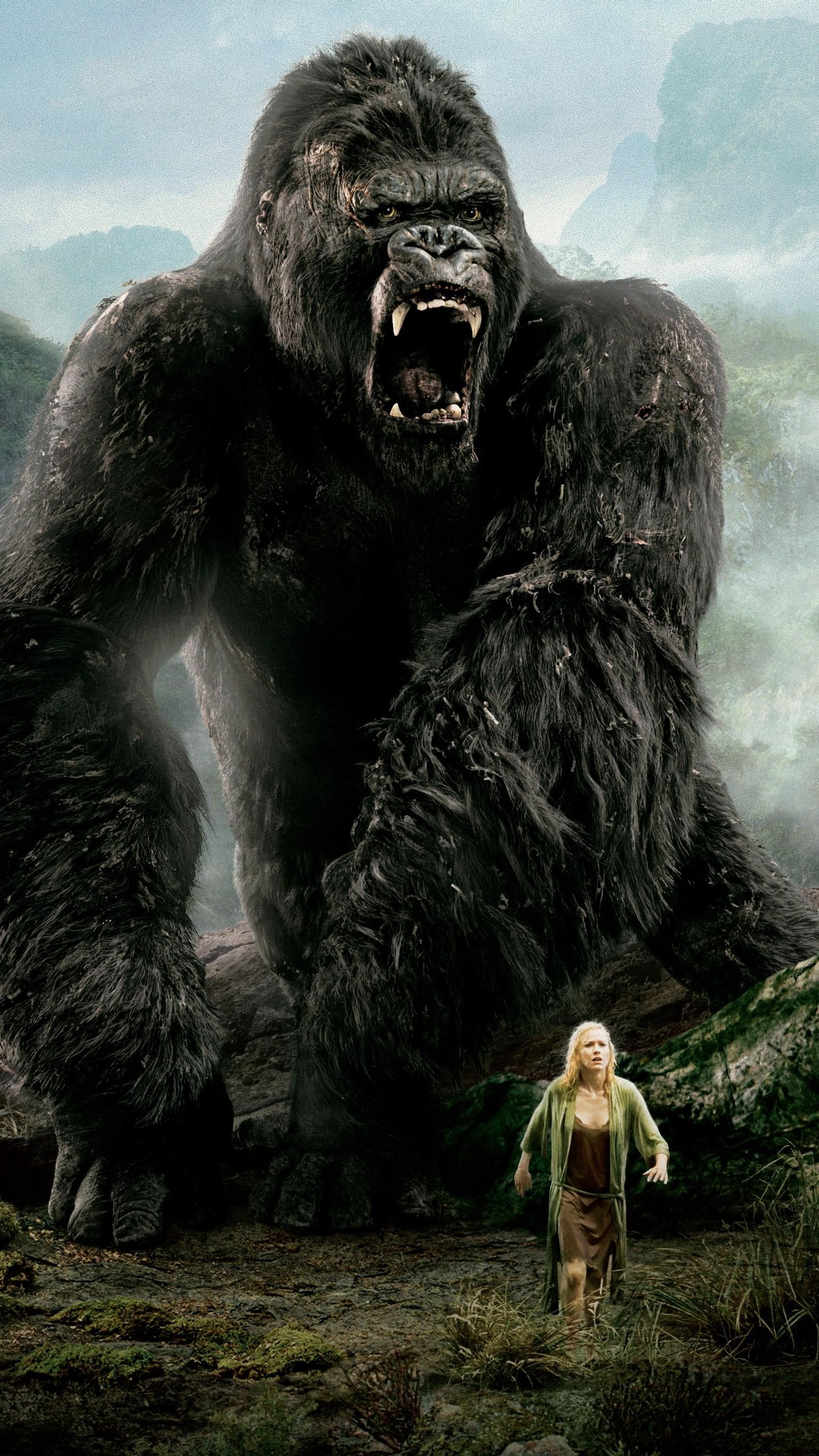 King Kong: The 2005 remake was directed by Peter Jackson and starred Naomi Watts and Jack Black. 1540x2740 HD Background.