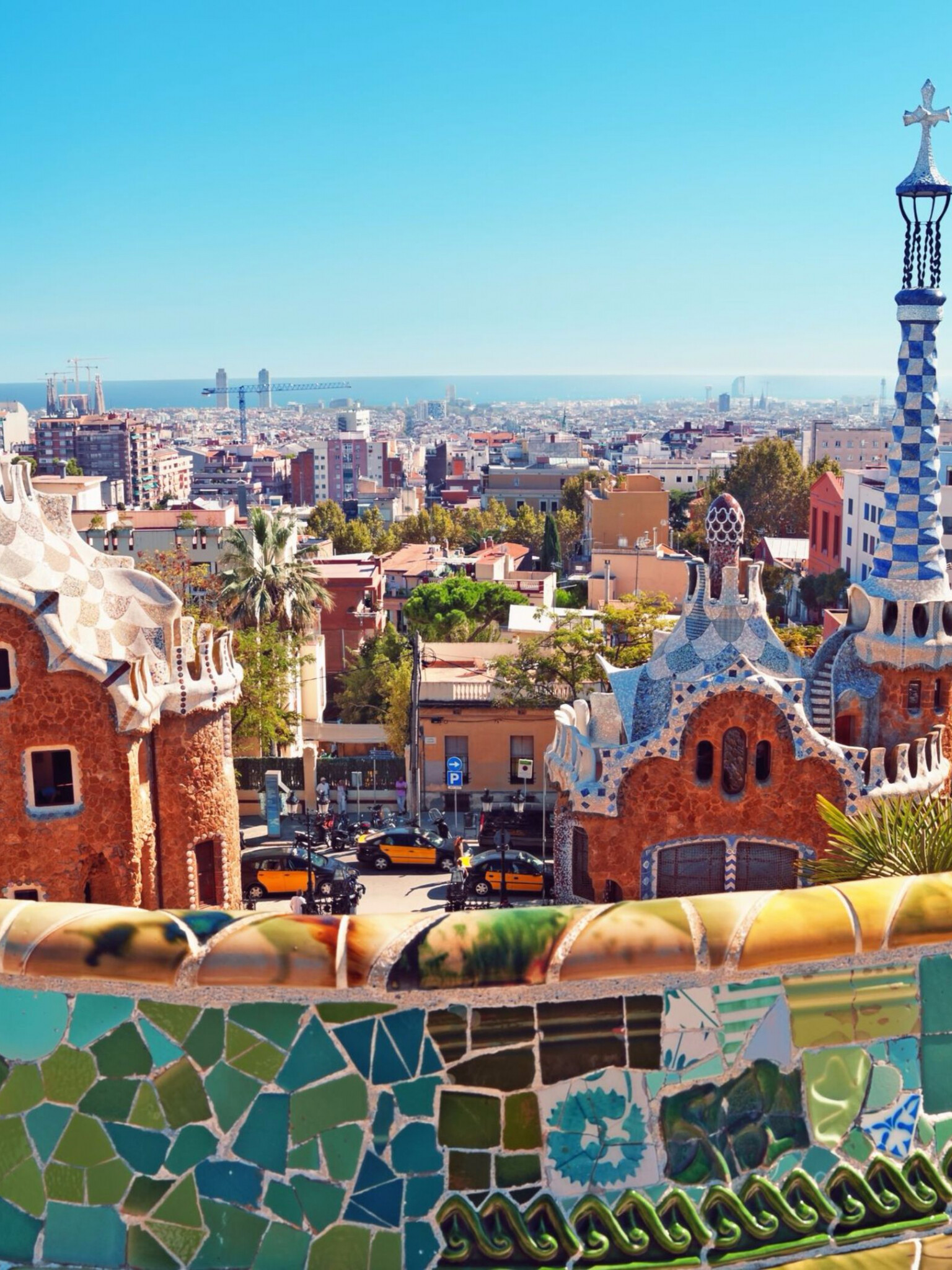 Spain: Parc Guell, Carmel Hill, Barcelona, Catalonia, Architecture. 1540x2050 HD Wallpaper.