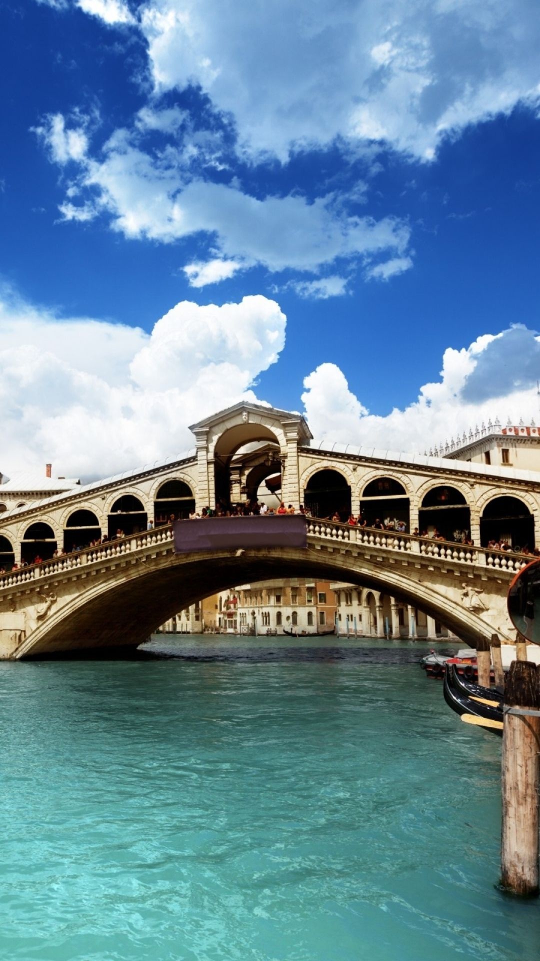 Venedig Fluss mit Rialto-Brücke, 1080x1920 Full HD Handy