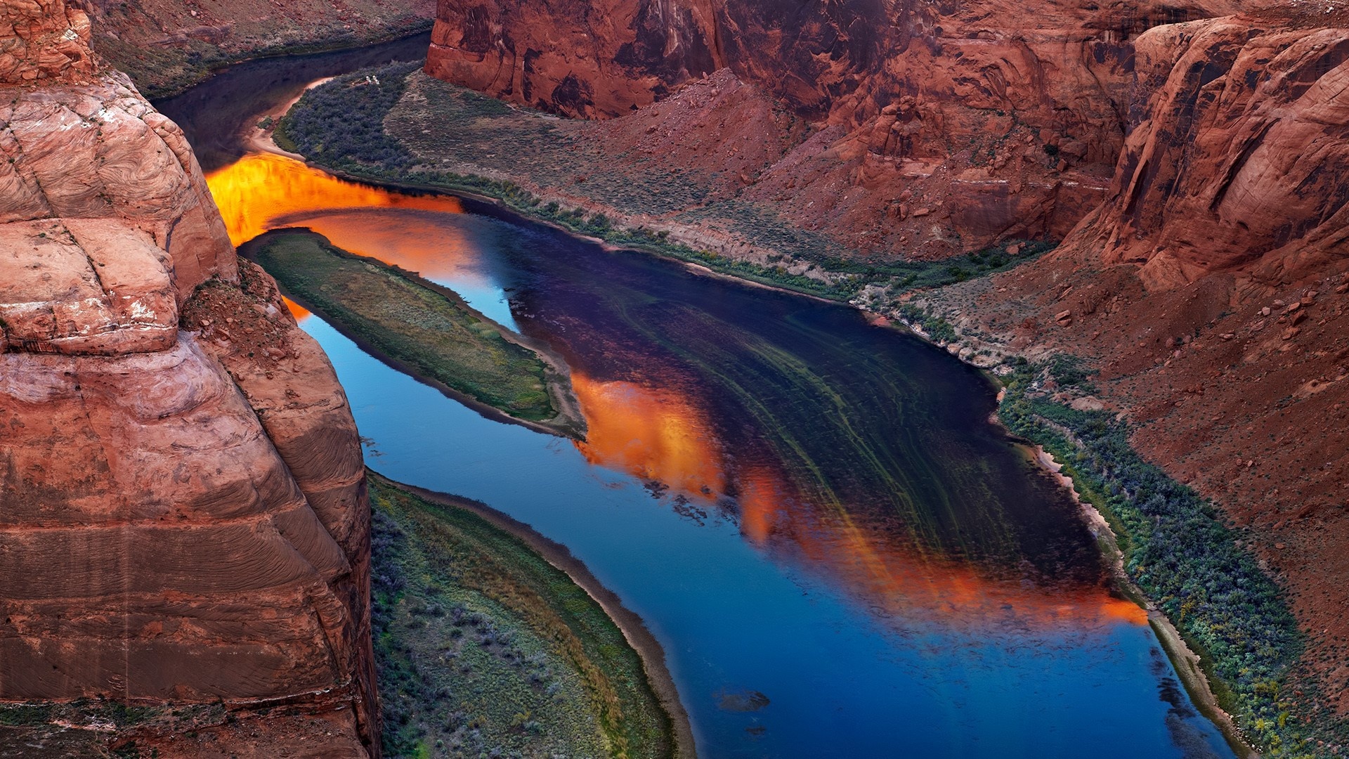 The Colorado River, Canyon river landscape, Horseshoe Bend, Sunrise, 1920x1080 Full HD Desktop