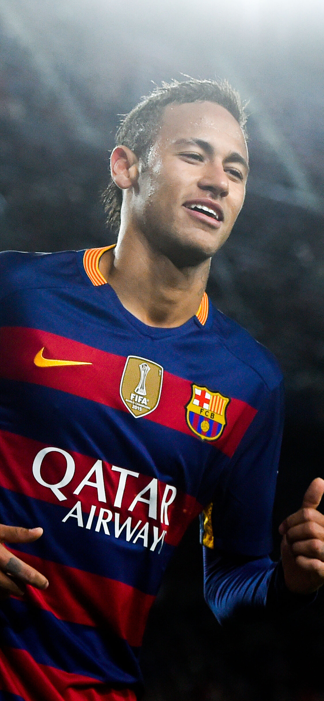 Neymar: He has been awarded the FIFA Puskas Award in 2011, FC Barcelona. 1130x2440 HD Background.