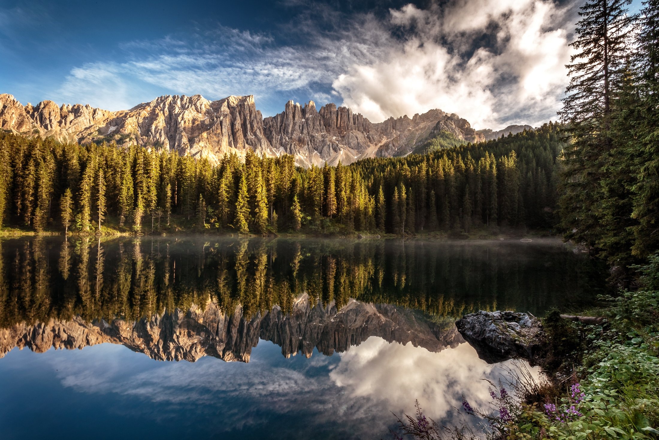 Mountain reflection, Nova Levante, Trentino-Alto Adige, Desktop backgrounds, 2200x1470 HD Desktop