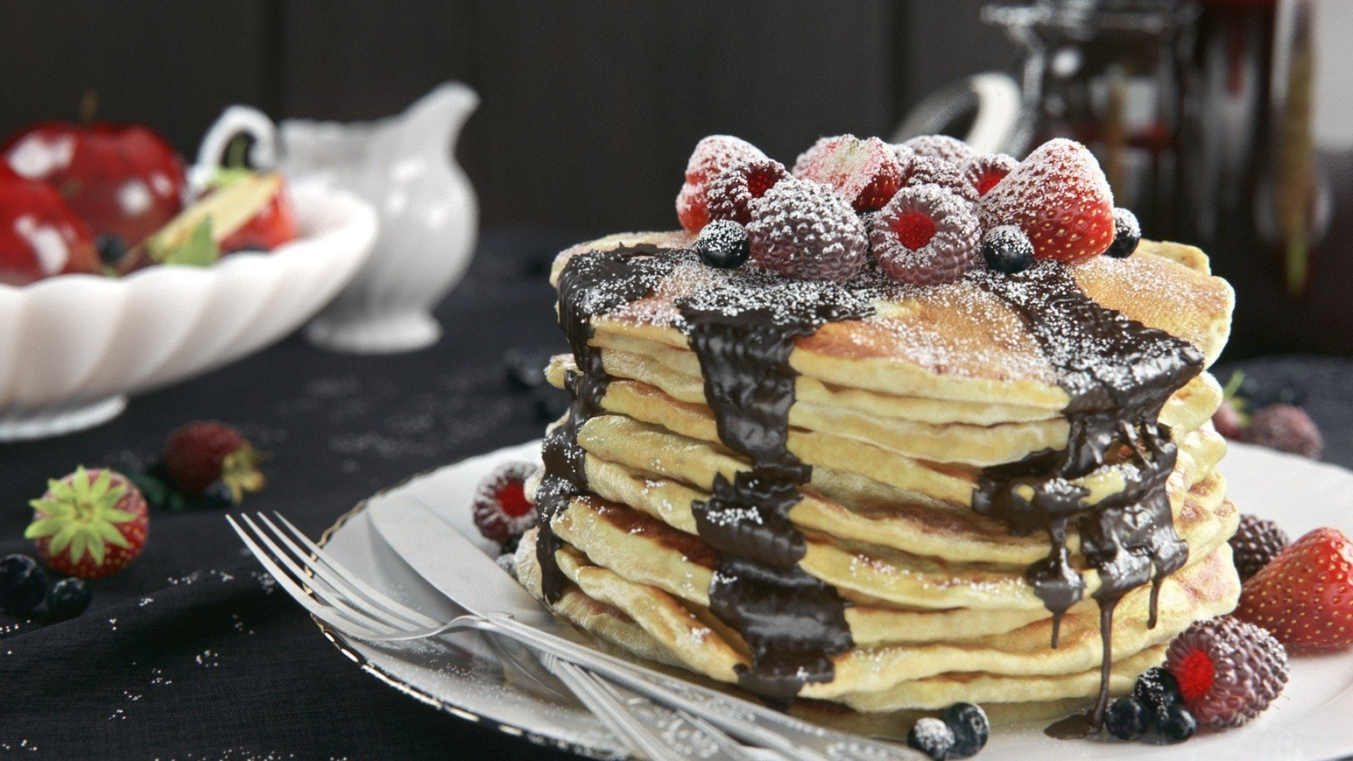 Pancake heaven, Delectable berry toppings, HD wallpapers, Breakfast delight, 1920x1080 Full HD Desktop