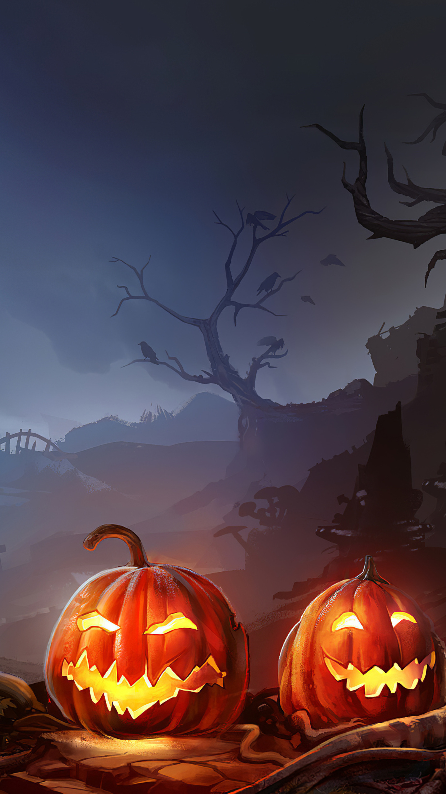 Beautiful Halloween pumpkins, Festive decorations, Seasonal celebrations, Artful designs, 1440x2560 HD Phone