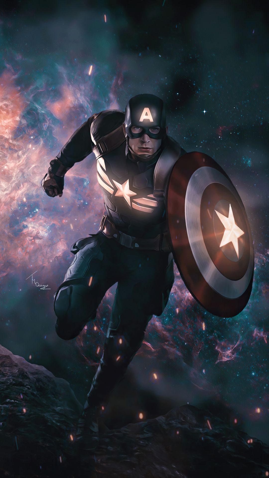 Captain America: Often referred to as the "Sentinel of Liberty", Superhero. 1080x1920 Full HD Background.