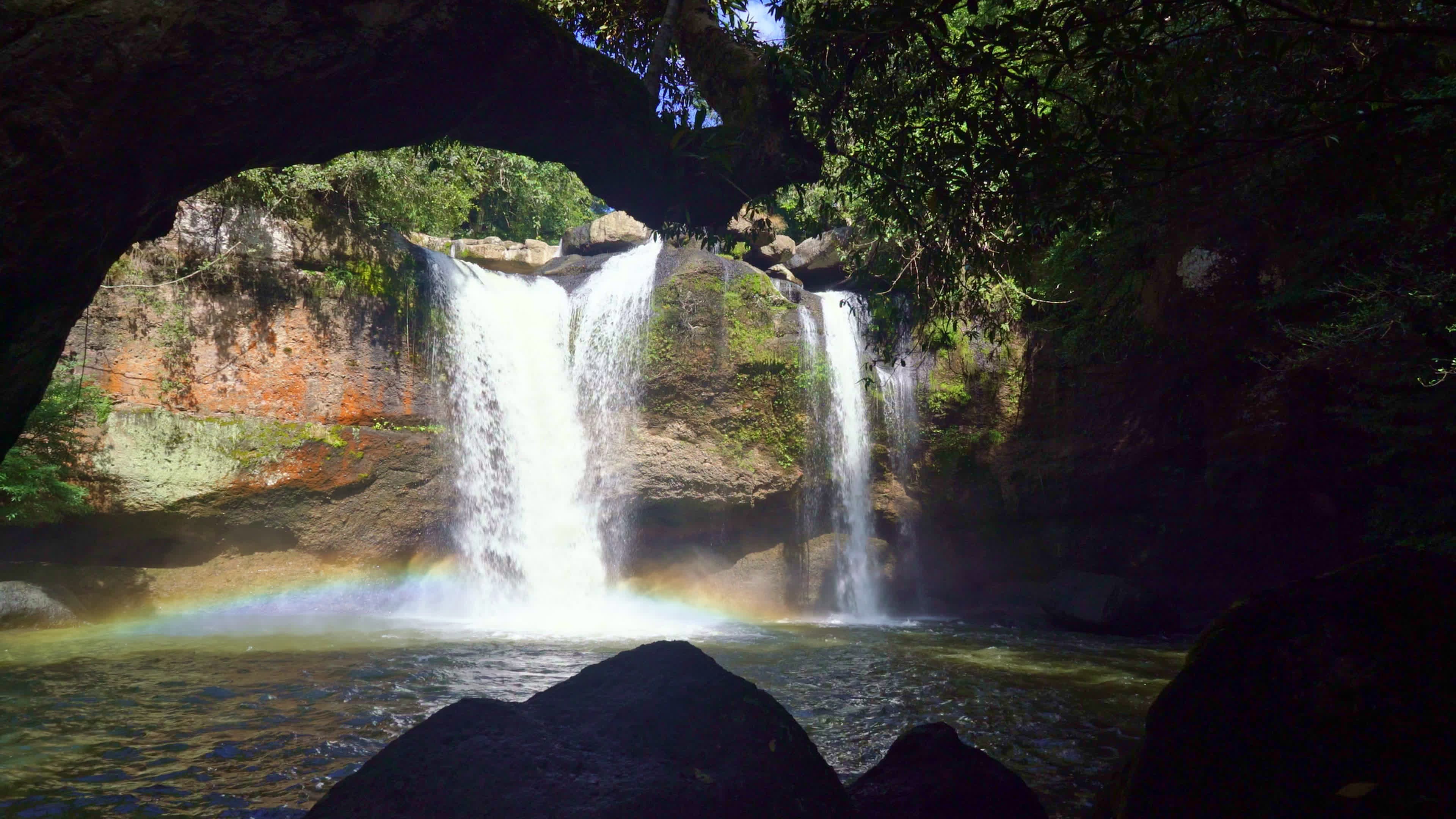 Khao Yai National Park, Majestic waterfall, Natural wonders, Video stock footage, 3840x2160 4K Desktop