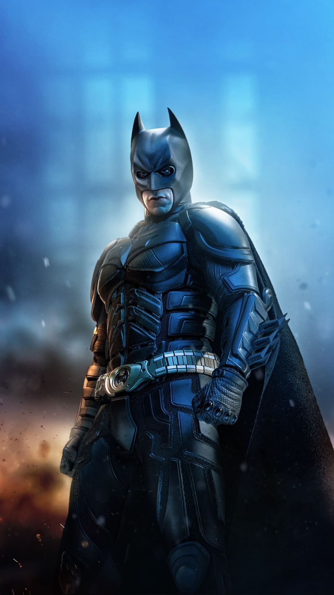 The Dark Knight: Christian Bale as Bruce Wayne, who secretly operates as the heroic vigilante Batman. 1080x1920 Full HD Background.
