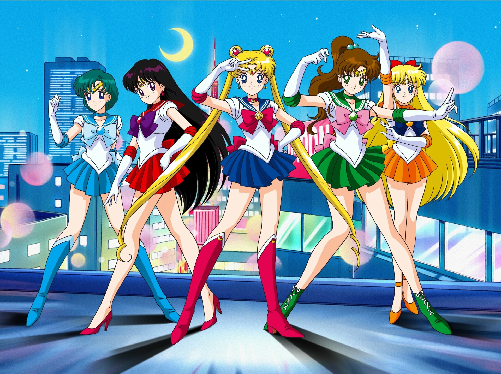 Sailor Moon: Usagi Tsukino, Ami Mizuno, Rei Hino, Makoto Kino, Minako Aino. 1920x1440 HD Wallpaper.