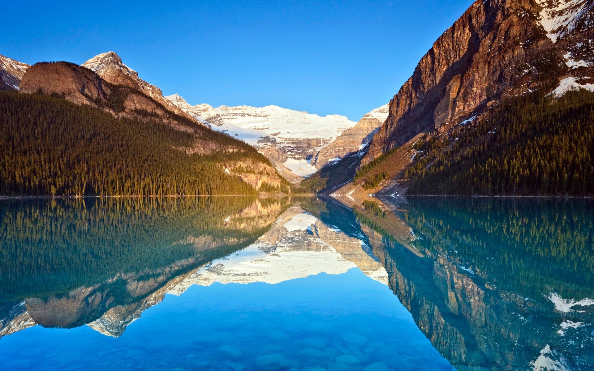 Lake Louise reflections, nature 4k, 1920x1200 HD Desktop