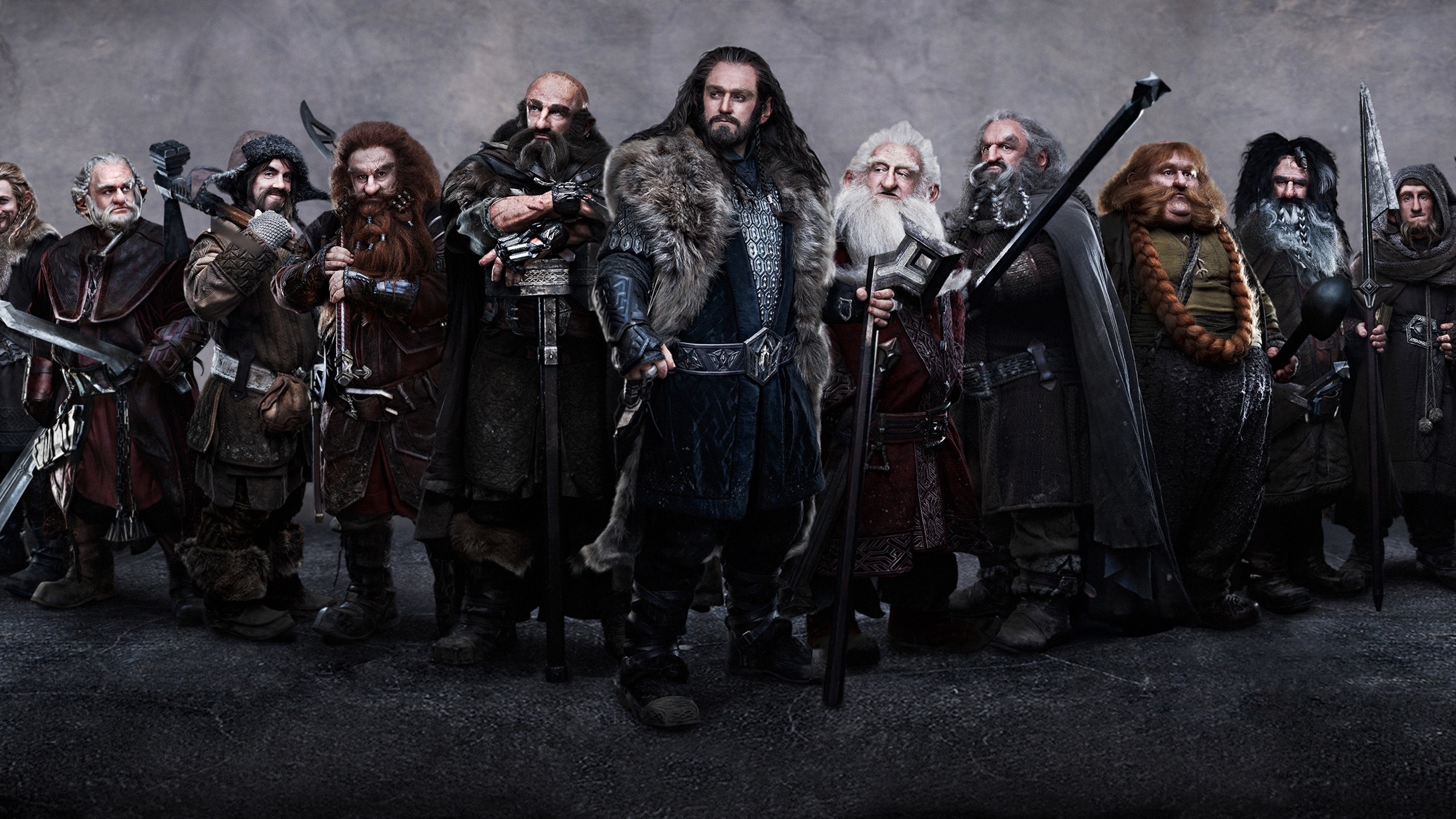 Dwarves (The Lord of the Rings): Richard Armitage, Ken Stott, Graham McTavish, Mark Hadlow, Jed Brophy. 2560x1440 HD Background.