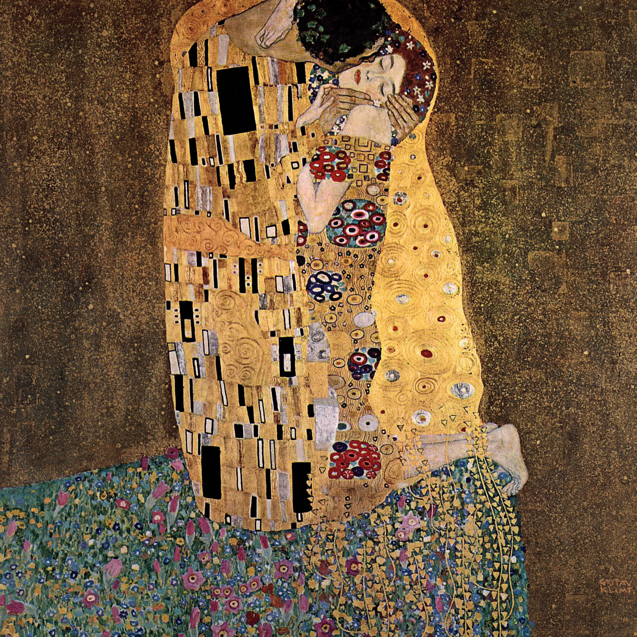 Der Kuss, Klimt paintings, Gustav Klimt, Art, 2040x2040 HD Phone