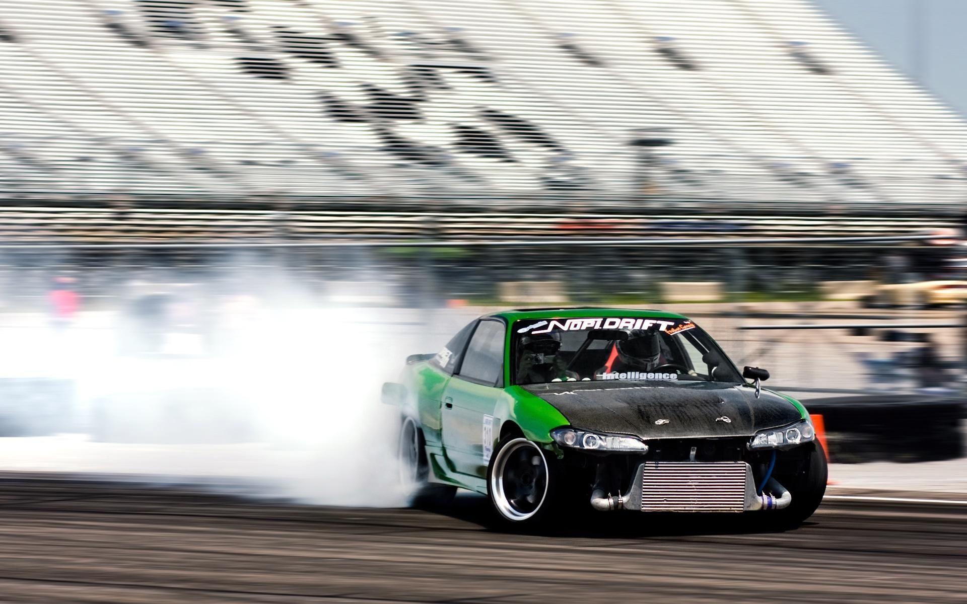 Drifting: Nopi Drift competitive event, Smoking tires on the racing track. 1920x1200 HD Wallpaper.