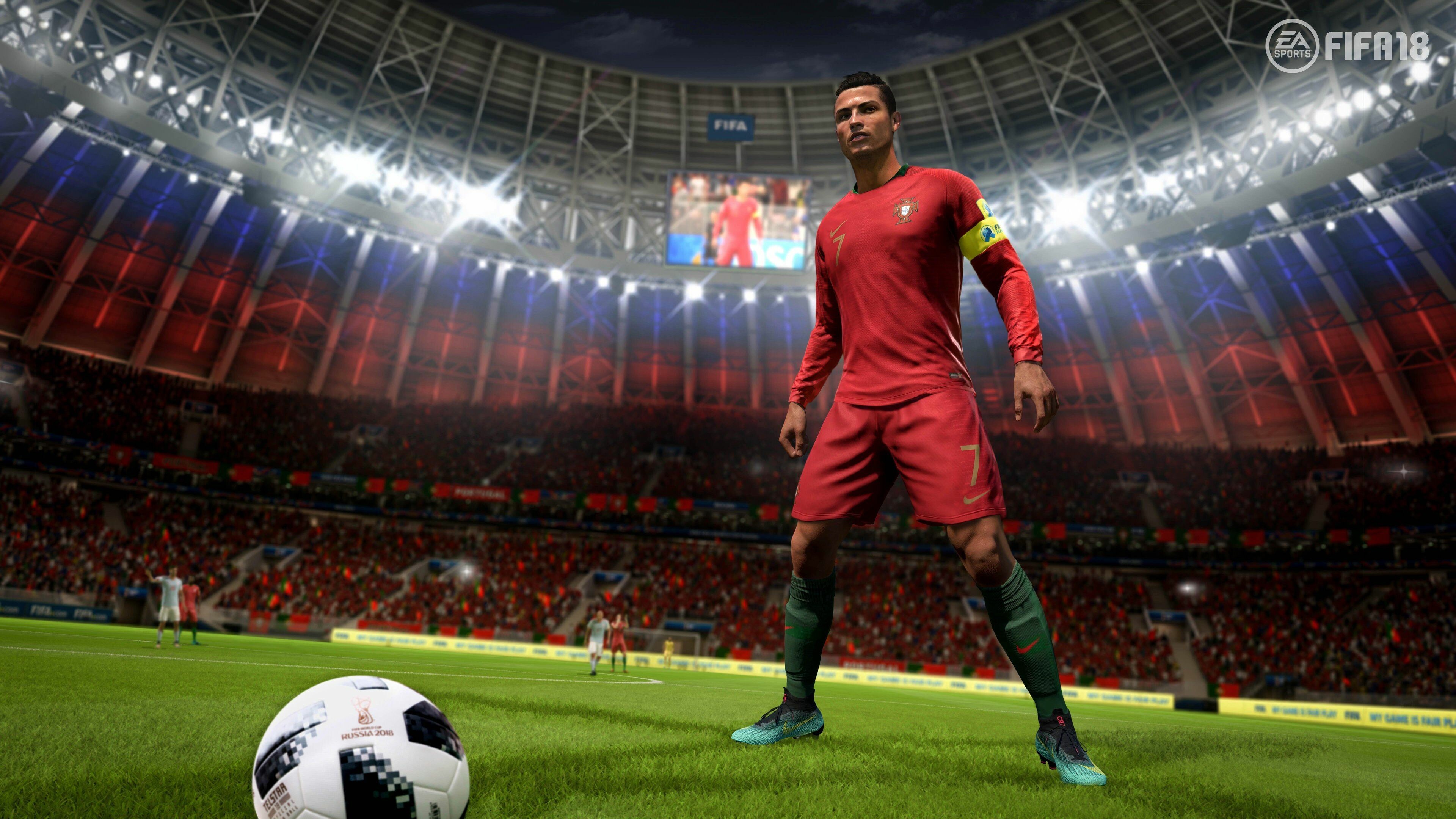 FIFA: The first title to feature Ultimate Team ICONS, Cover athlete: Cristiano Ronaldo. 3840x2160 4K Background.