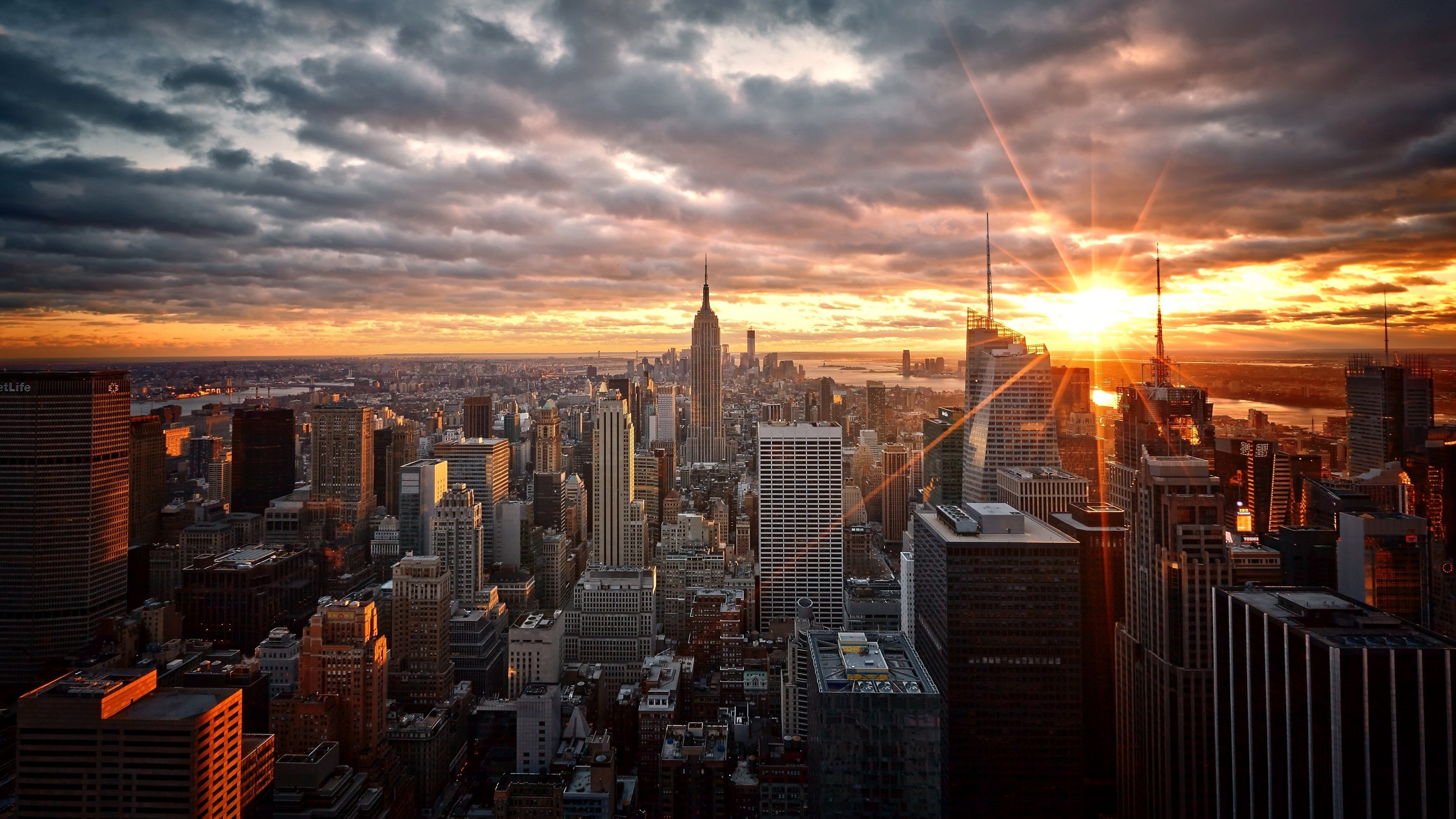 New York Sunset, Travels, Serene city, Breathtaking view, 3840x2160 4K Desktop