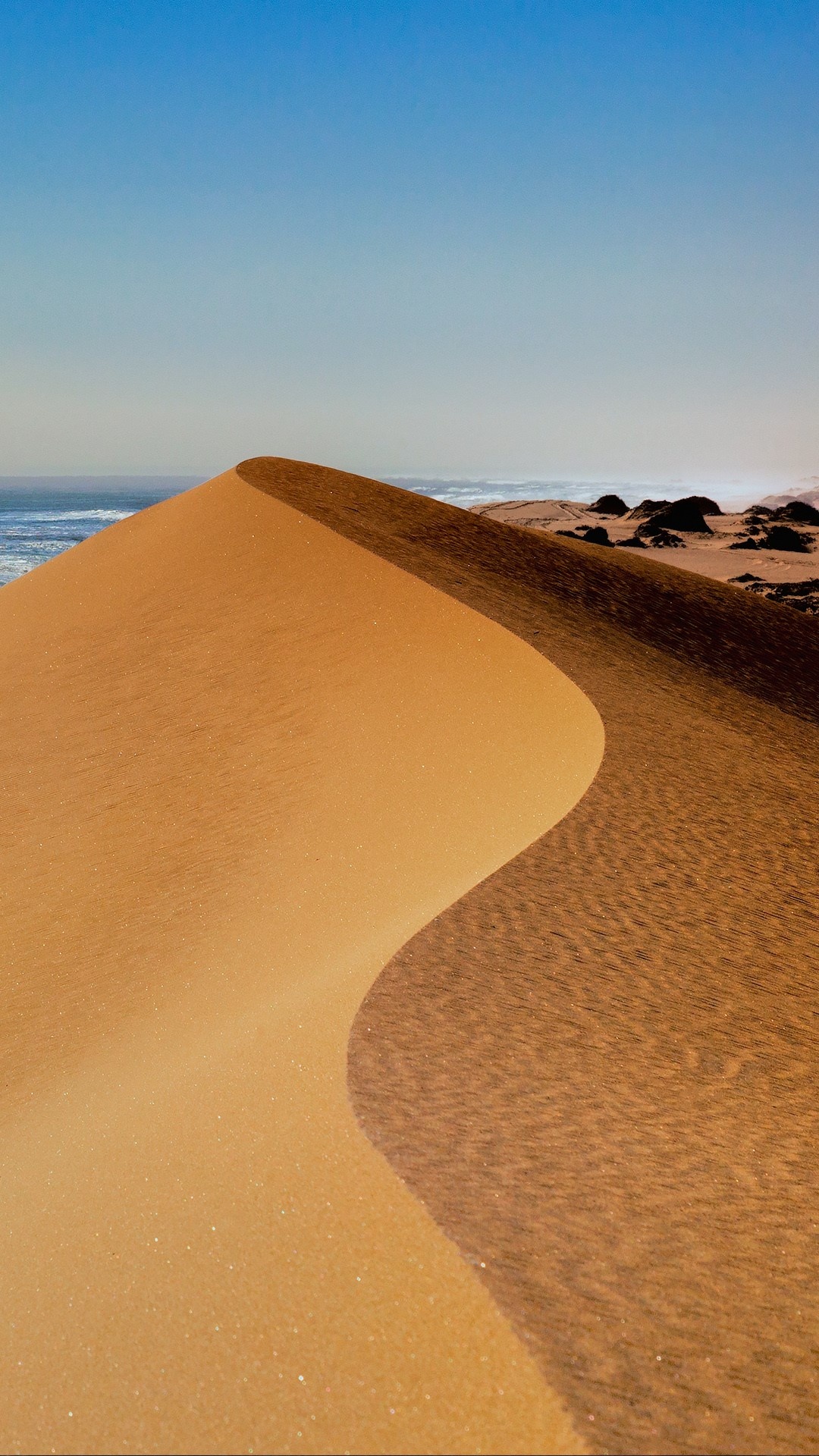 Namibia beach, Desert dunes, Sandwich Harbour, Windows 10 spotlight, 1080x1920 Full HD Handy