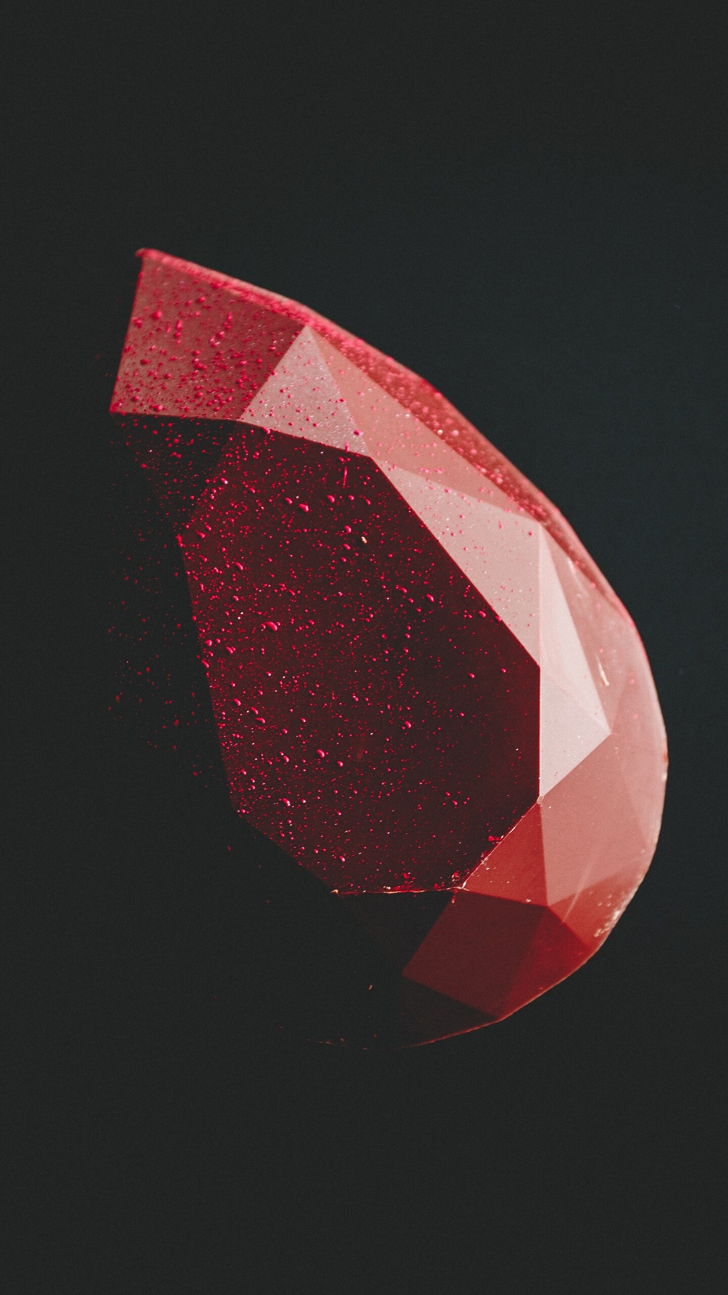 Red diamond minimal dark, Vibrant color, Mysterious allure, Lustrous gemstone, 1440x2560 HD Phone