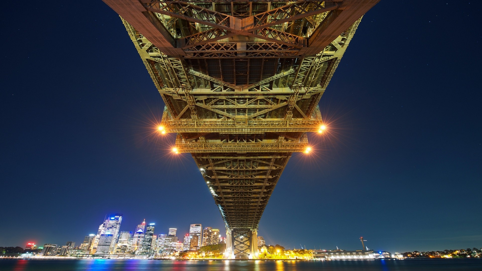 Nachtansicht von Sydney City und Harbour Bridge, 1920x1080 Full HD Desktop