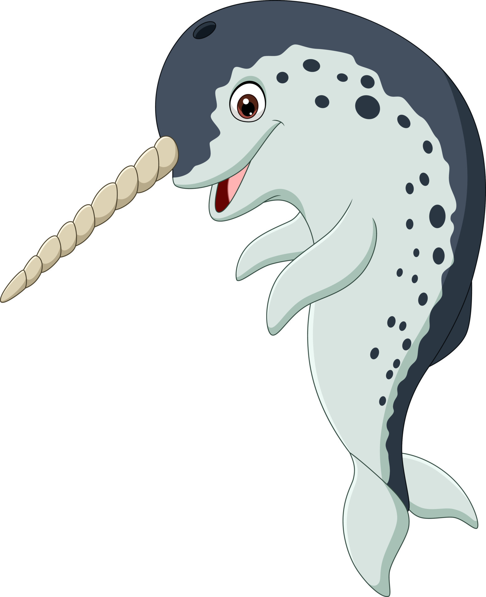 Cartoon narwhal, White background, Vector art, Whimsical illustration, 1570x1920 HD Phone