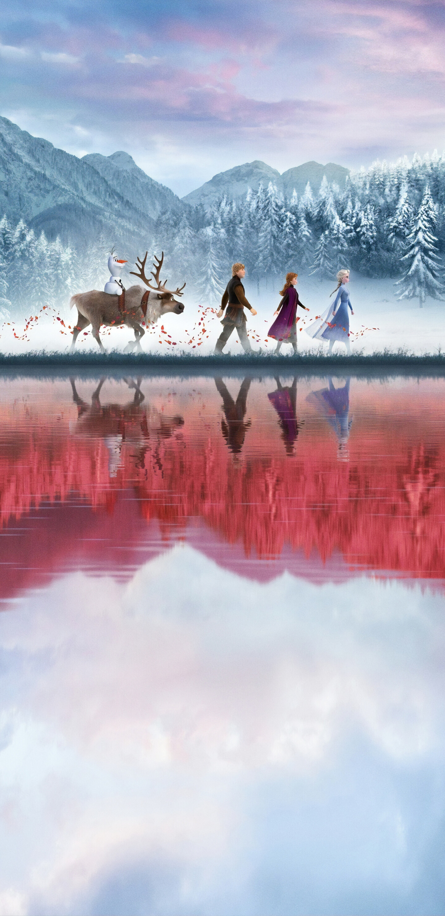 Frozen: A 2019 American computer-animated musical fantasy film produced by Walt Disney Animation Studios. 1440x2960 HD Background.