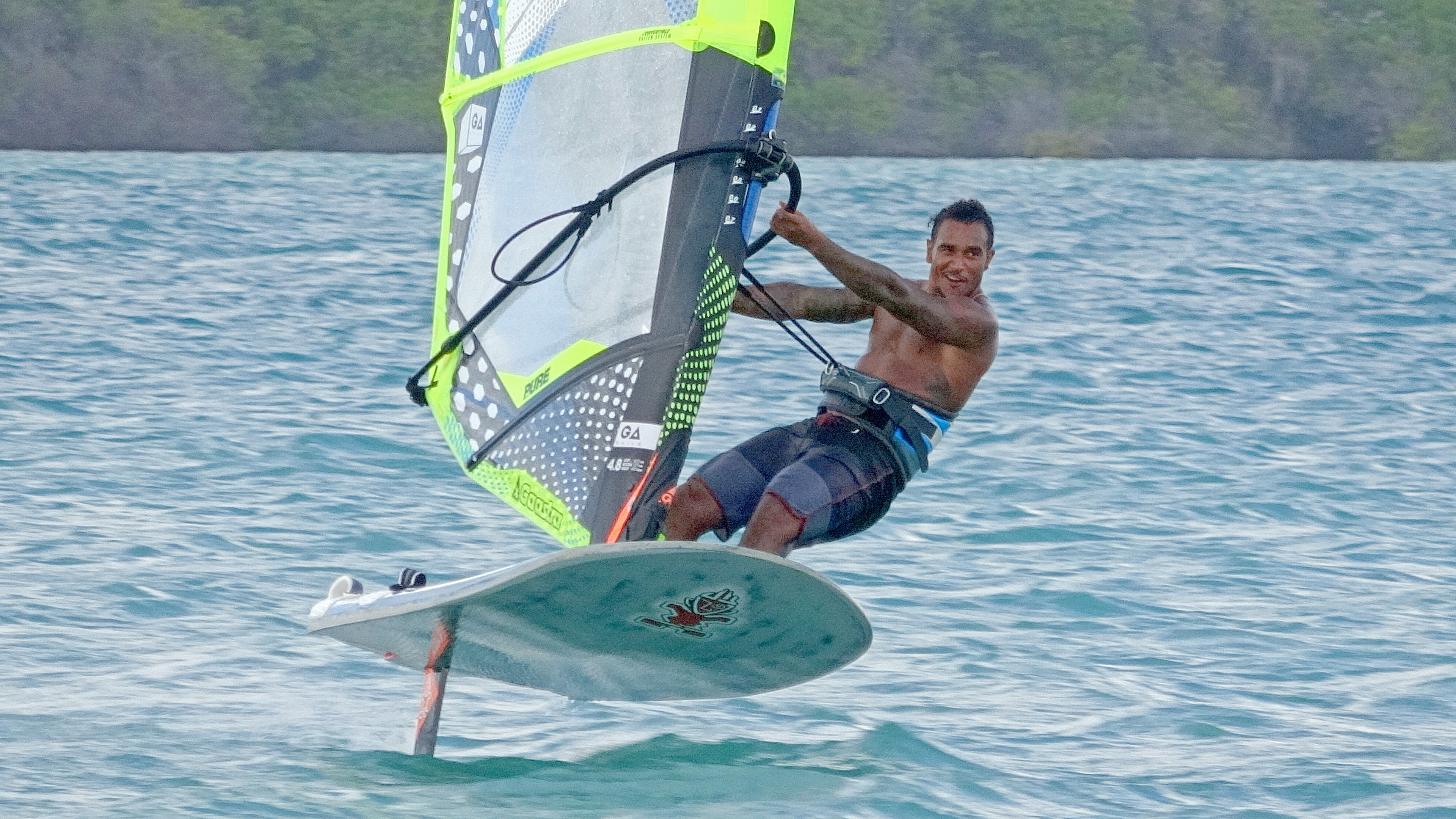 Windsurfing: Wing Foiling on Island Bonaire, 2022, Goya and Starboard boards, Simmer Sails. 3840x2160 4K Wallpaper.