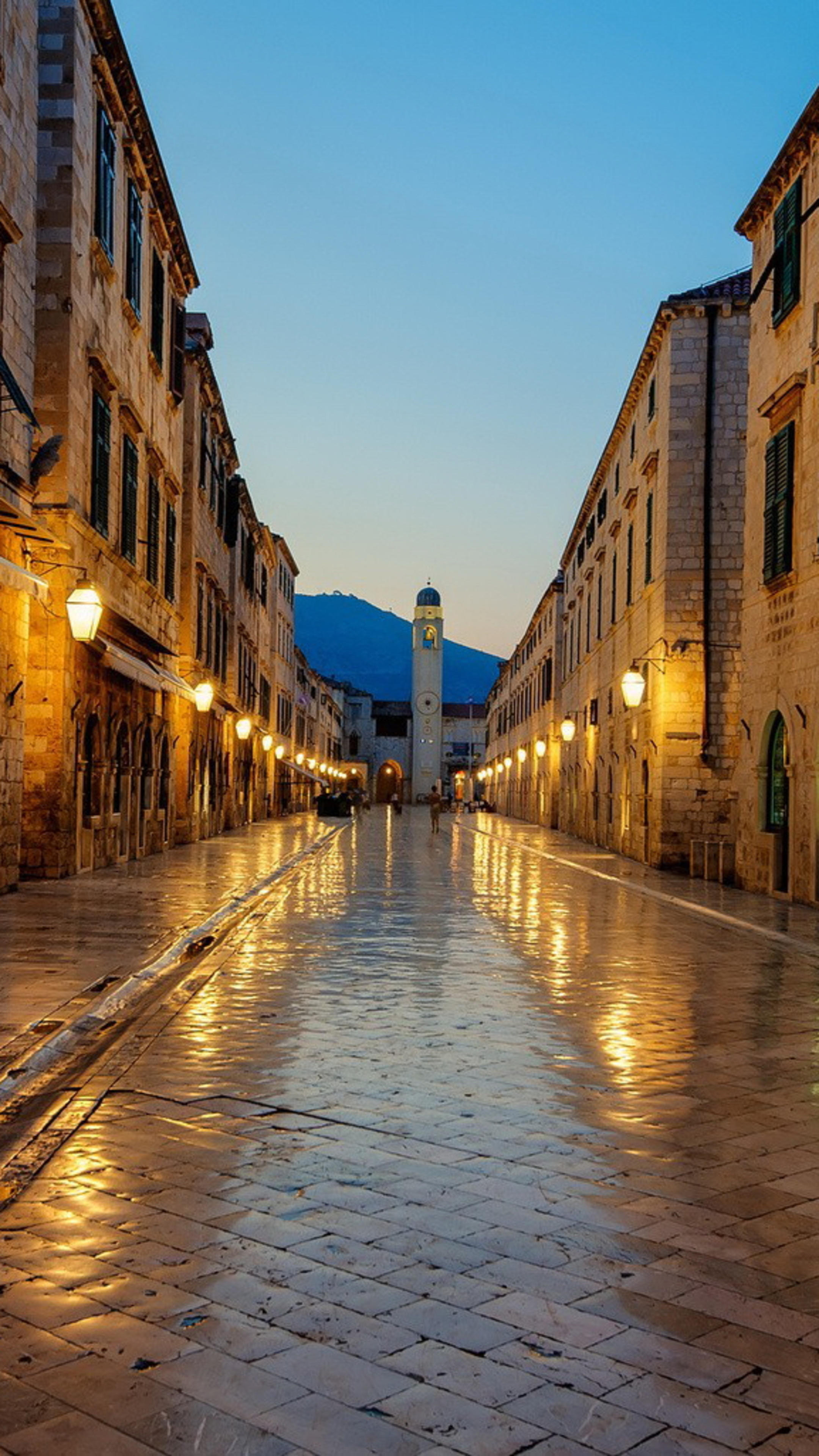 Alley: The old Dubrovnik city streets, Ragusa city on the Adriatic sea, Croatia. 2160x3840 4K Wallpaper.