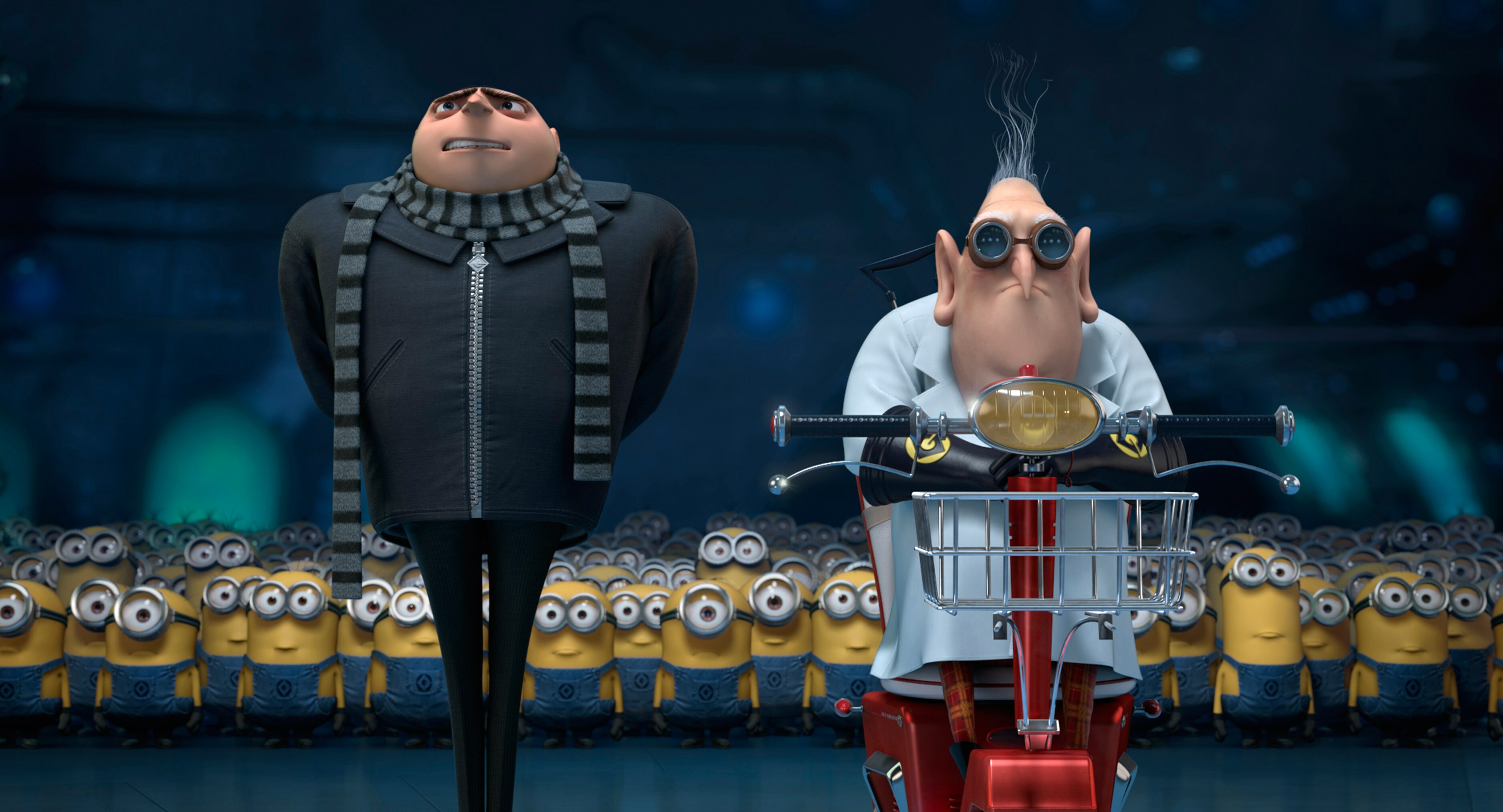 Despicable Me: Russell Brand as Dr. Nefario and Steve Carell as Gru. 3750x2030 HD Background.