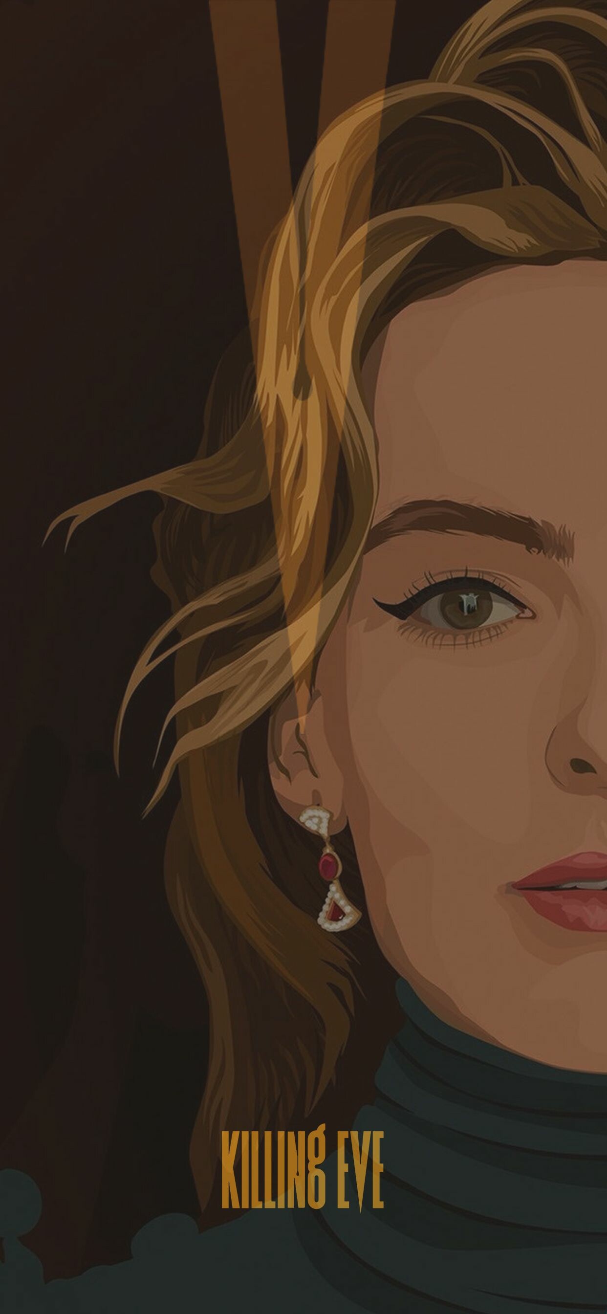 Killing Eve: The series follows an investigator tasked with capturing psychopathic assassin Villanelle. 1250x2690 HD Background.