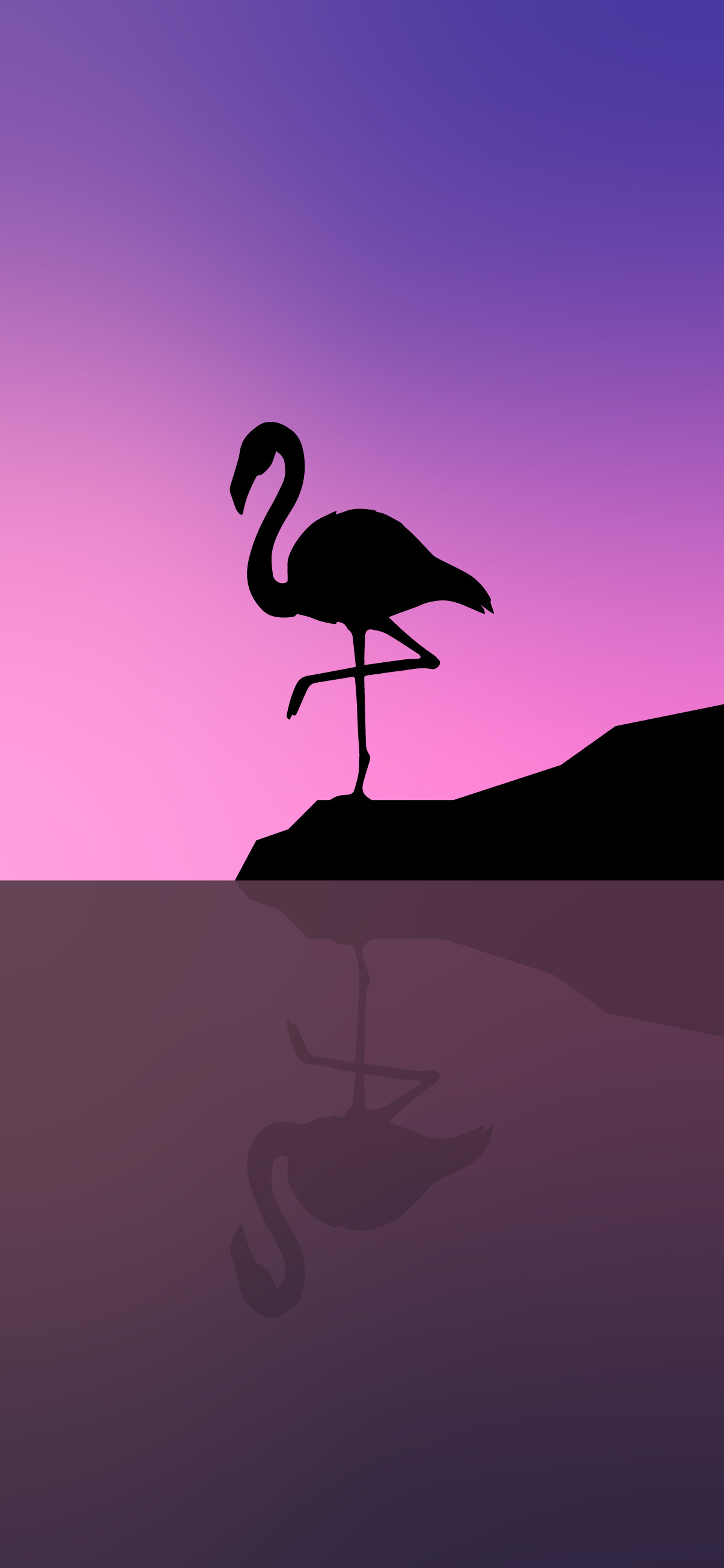 Flamingo: A pink wading bird, Minimalistic. 1210x2610 HD Background.