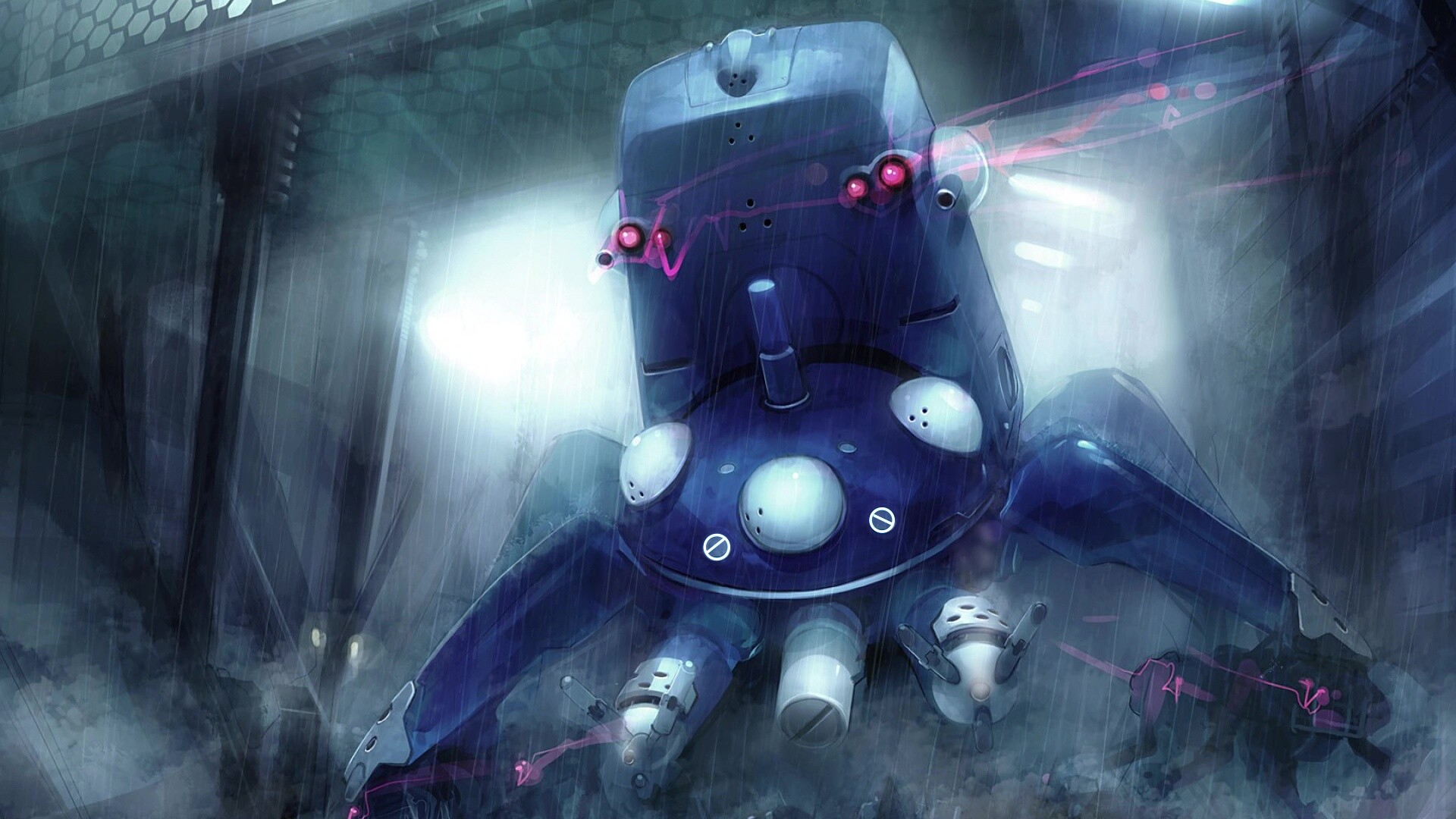 Ghost in the Shell (Anime): The Public Security Section 9 technical unit, Transportation robot, Japanese manga series. 1920x1080 Full HD Background.