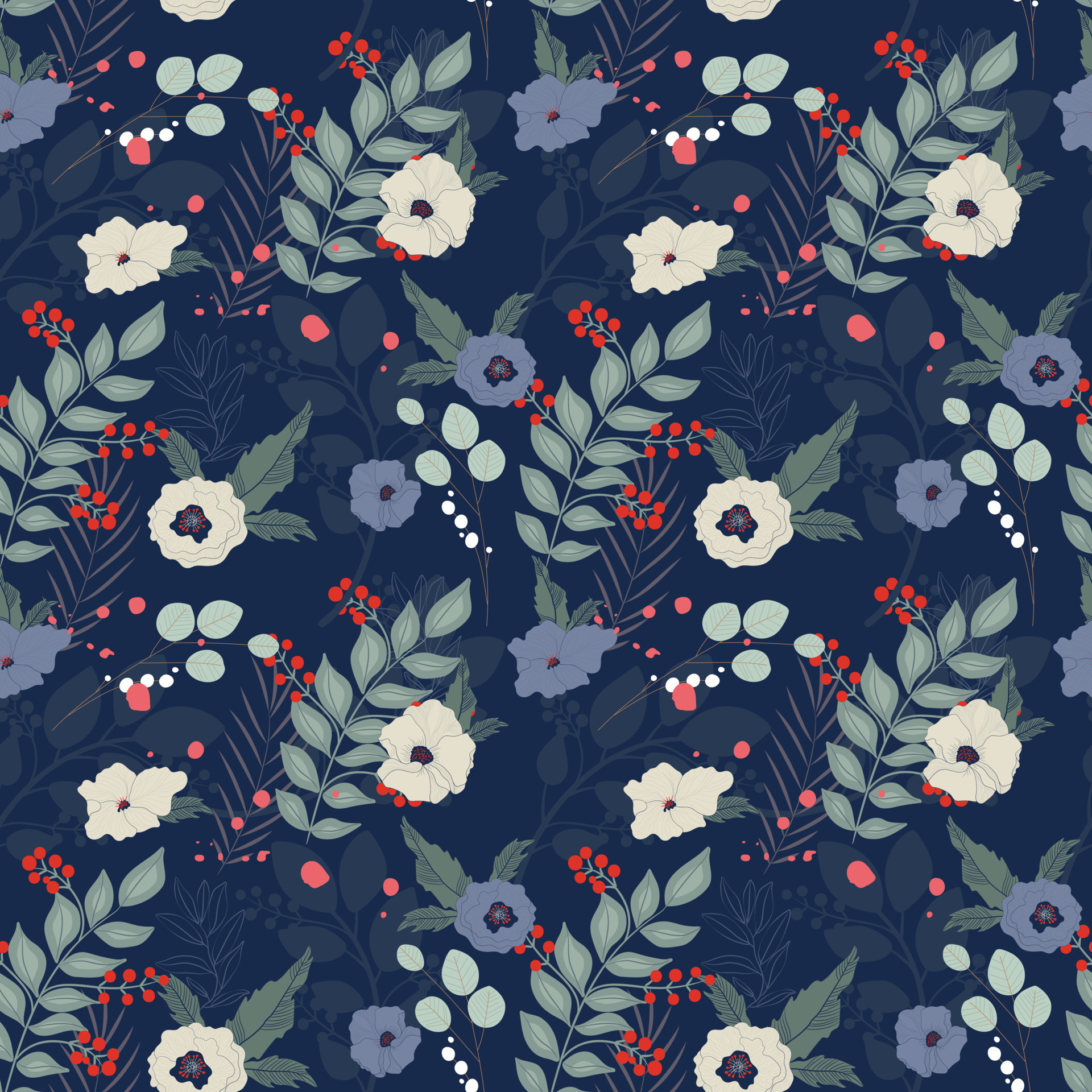 Backdrop: Floral seamless pattern, Design for decorating, Wrapping paper, Fabric, Vector art, Flowers. 1920x1920 HD Wallpaper.