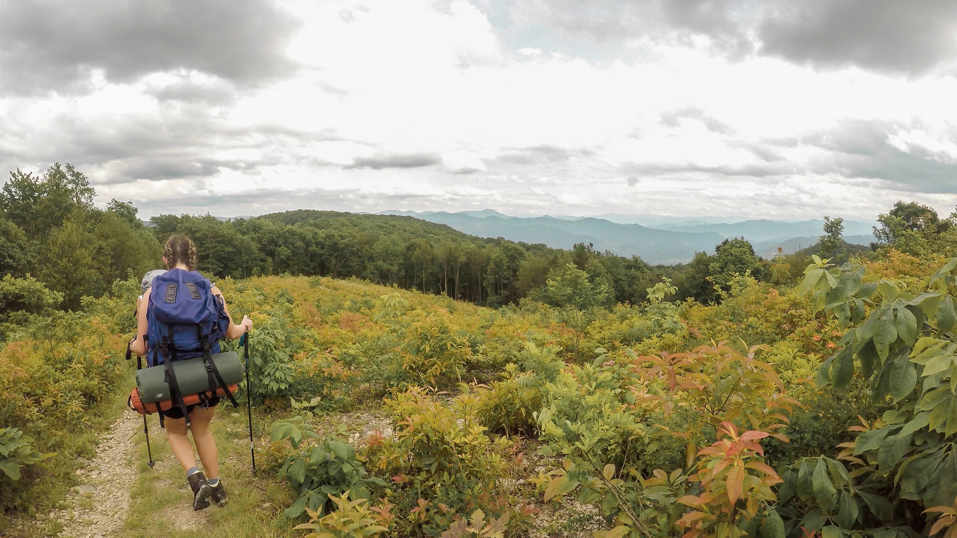Backpacking: A girl moves forward during a 2 day 30 mile trip on the Appalachian Trail. 3840x2160 4K Wallpaper.