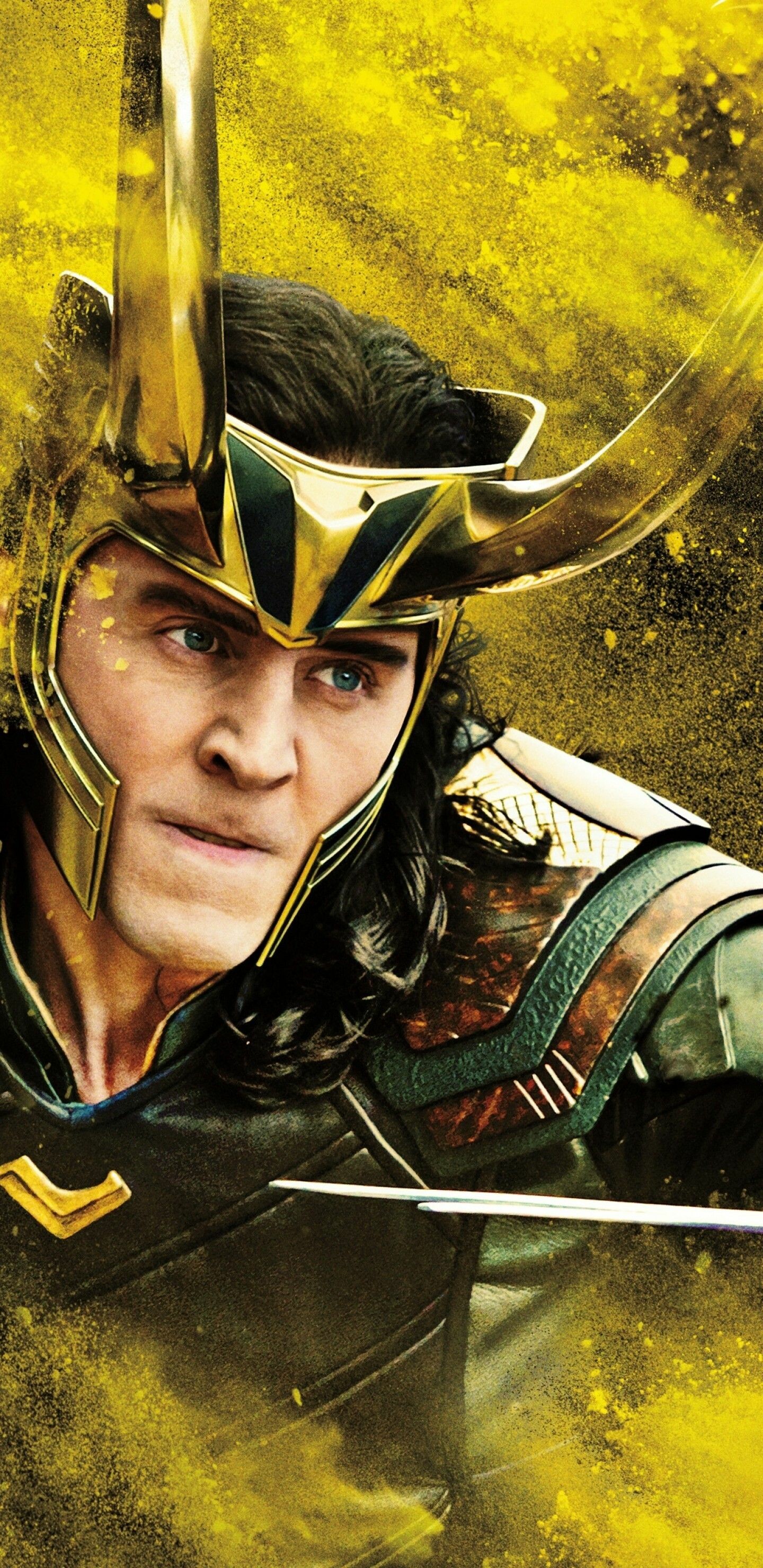 Loki (TV Series): A fictional character portrayed by Tom Hiddleston in the Marvel Cinematic Universe. 1440x2960 HD Background.