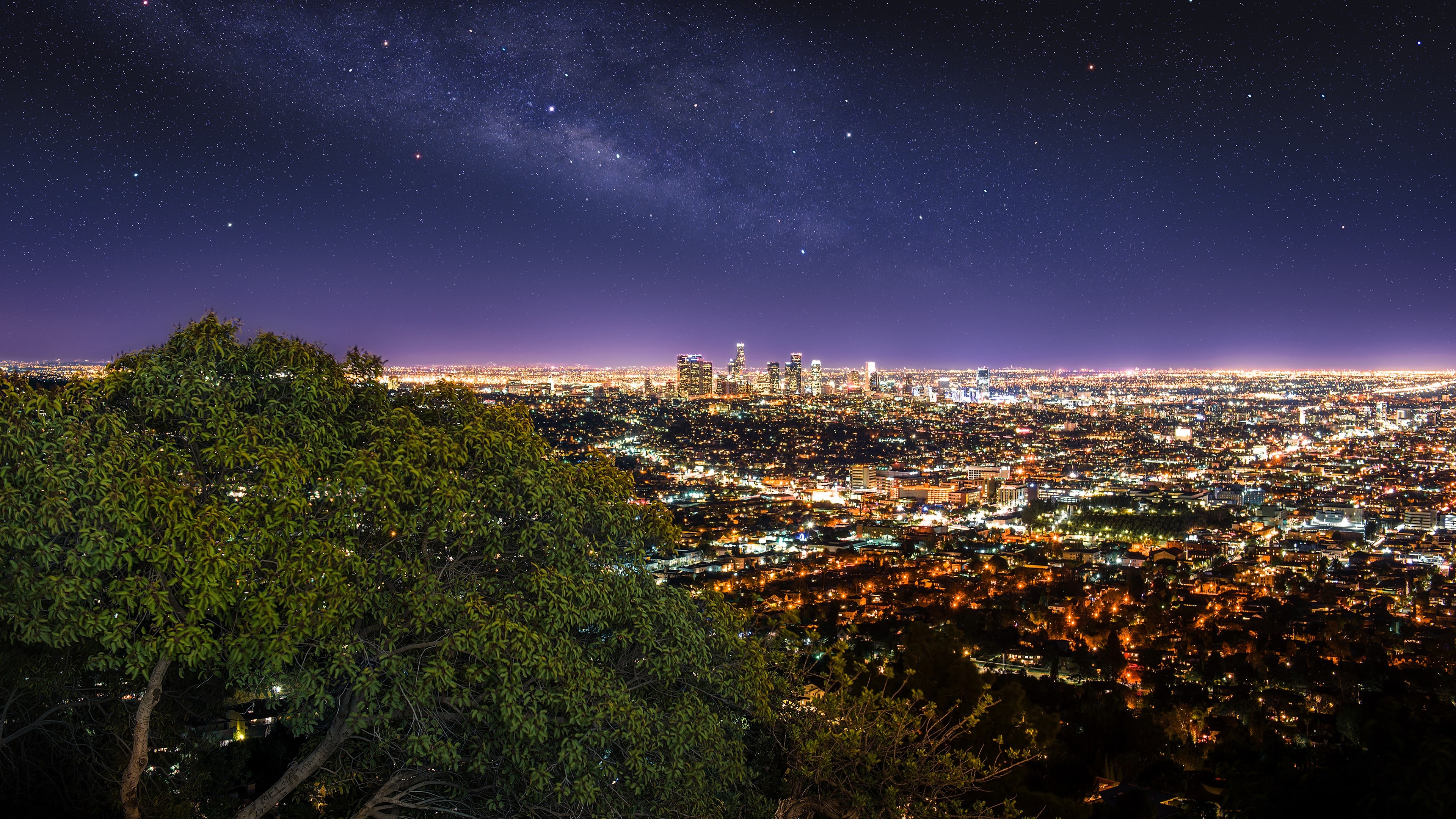 Los Angeles: Often referred to by its initials L.A., Nightscape. 3840x2160 4K Wallpaper.