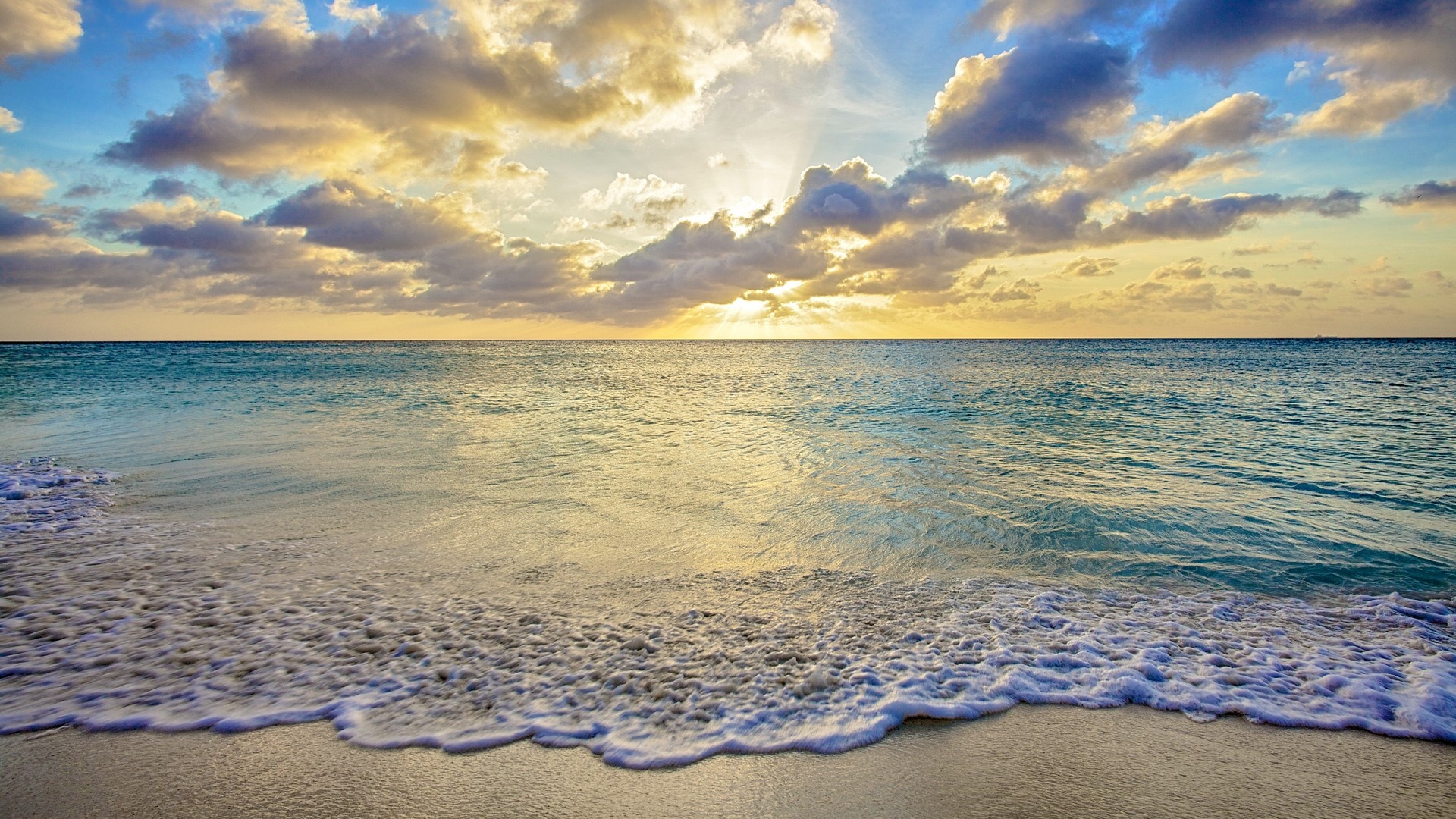 Aruba Island, Caribbean sunset, Tranquil sea, Window's spotlight, 1920x1080 Full HD Desktop