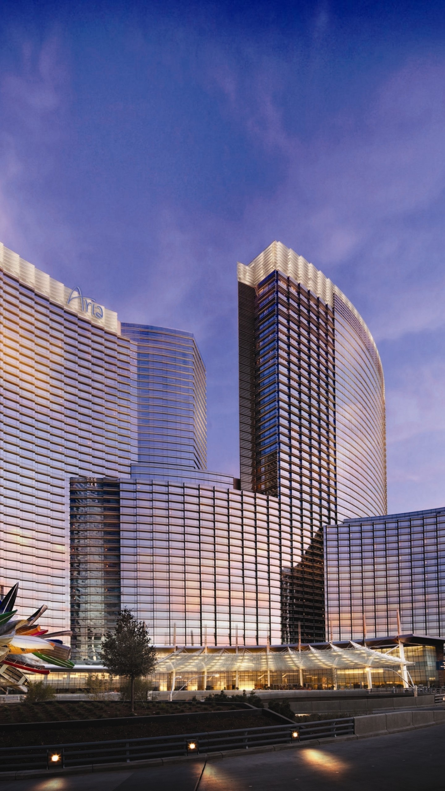 Las Vegas, Aria Hotel, Twilight sky, Architecture, 1440x2560 HD Phone