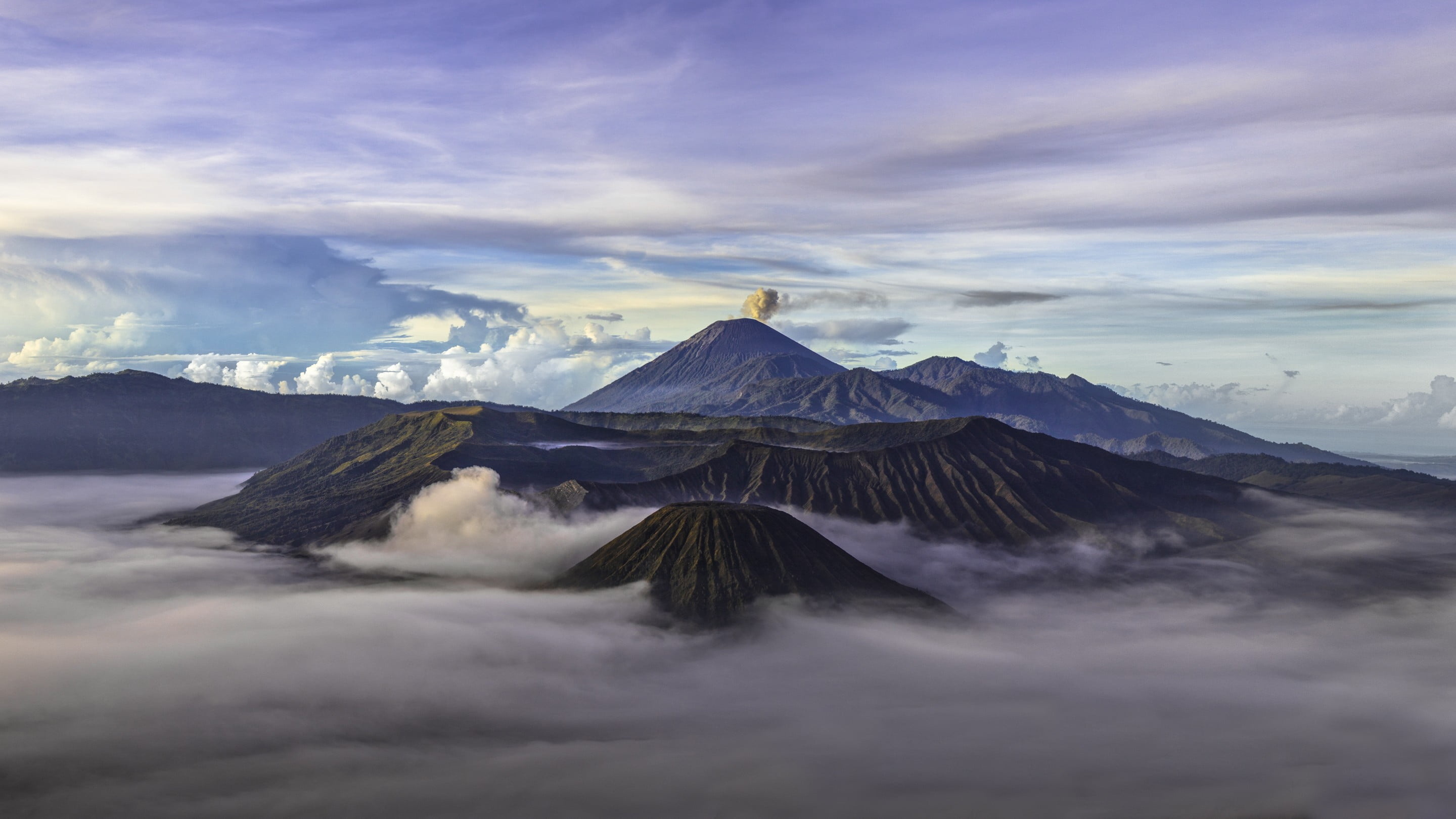 Volcano and clouds, Nature's majesty, Indonesian landscape, HD wallpaper, 2880x1620 HD Desktop
