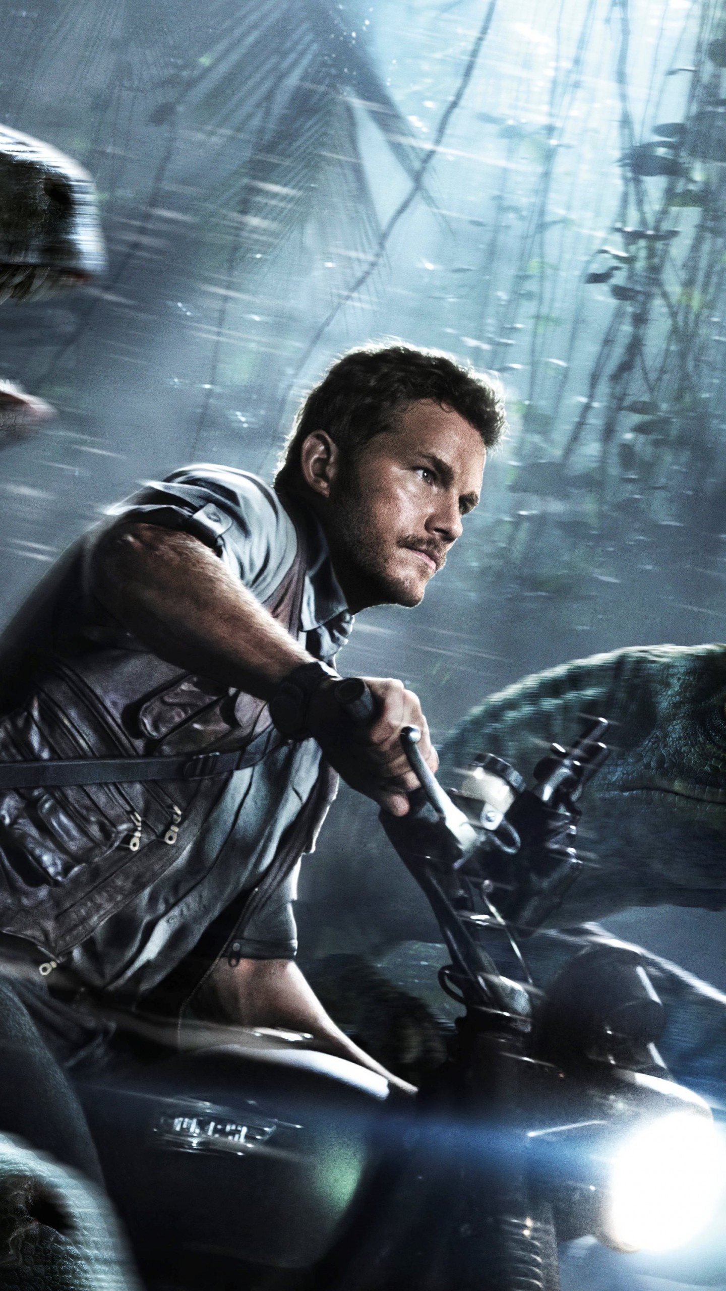 Jurassic World, Dinosaur forest, Best movies of 2015, Chris Pratt, 1440x2560 HD Phone