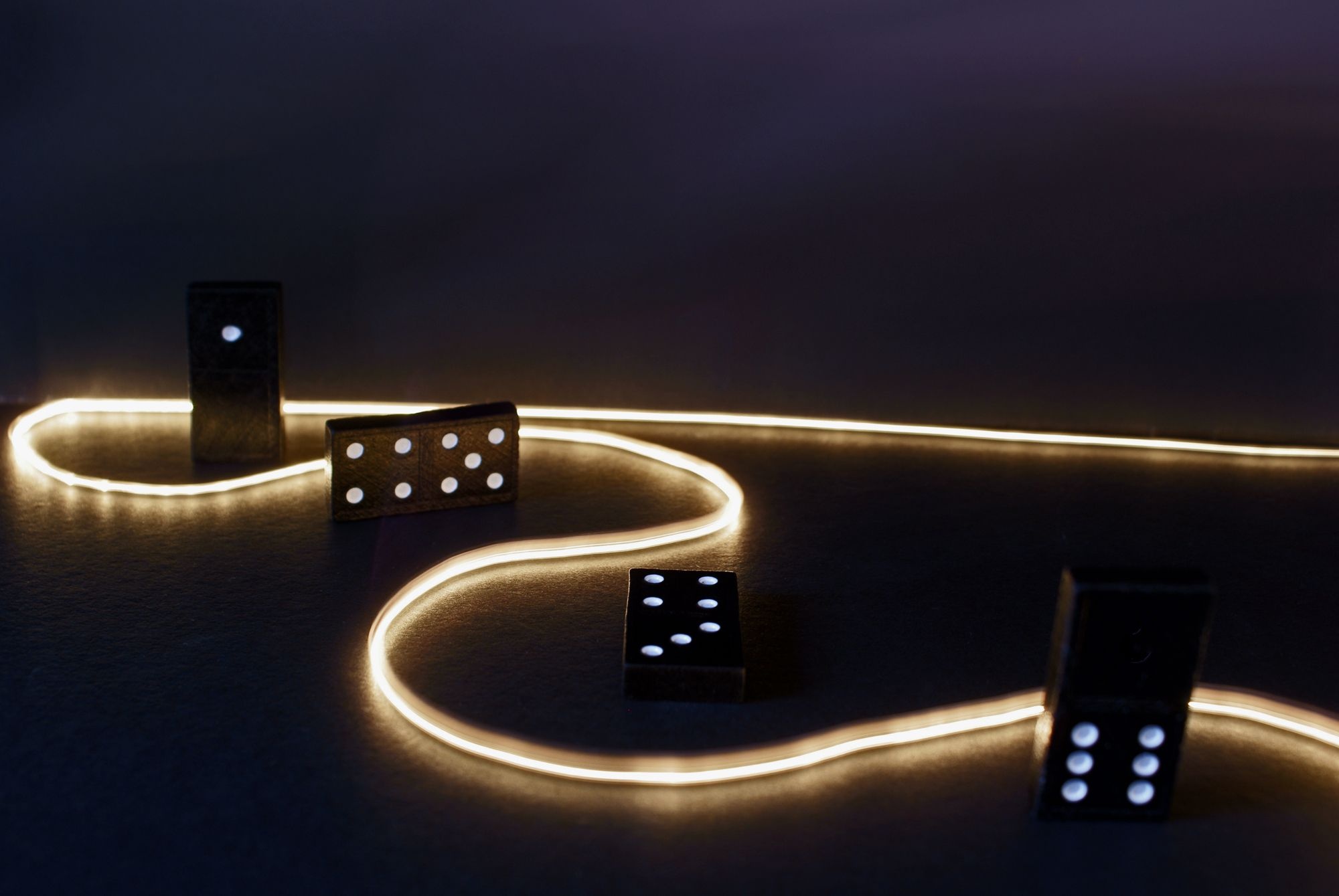 Dominoes: Small pieces of tiles surrounded by a LED ribbon, Minimalistic set of bones. 2000x1340 HD Wallpaper.