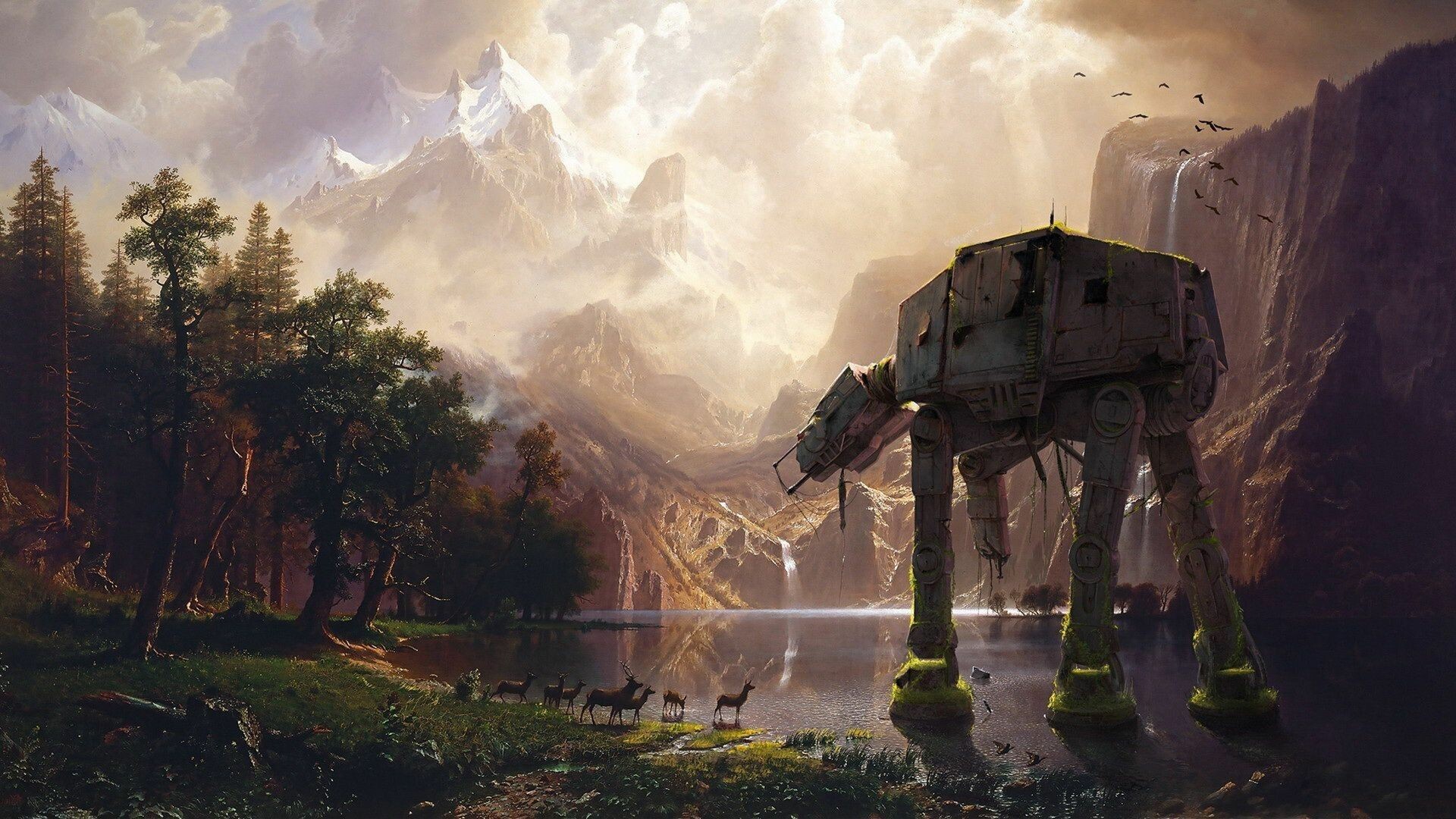 Star Wars: Successful US film, 1977, Directed by George Lucas, A war in space. 1920x1080 Full HD Wallpaper.