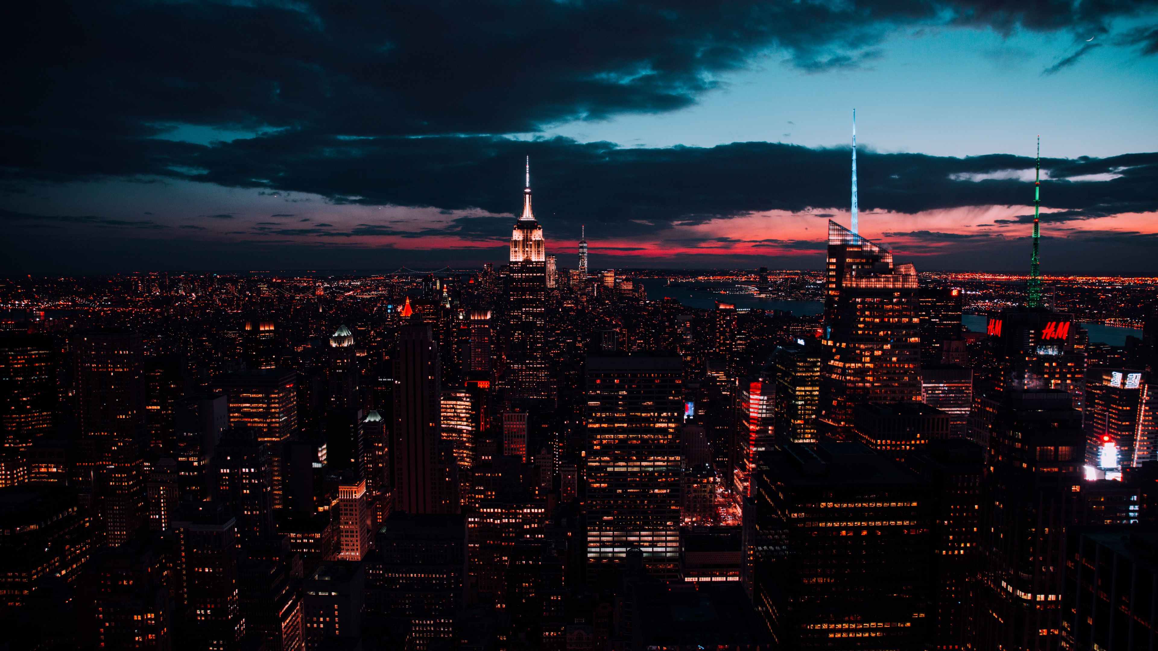 New York at Night, Cityscape wallpaper, 4K wallpaper, 3840x2160 4K Desktop
