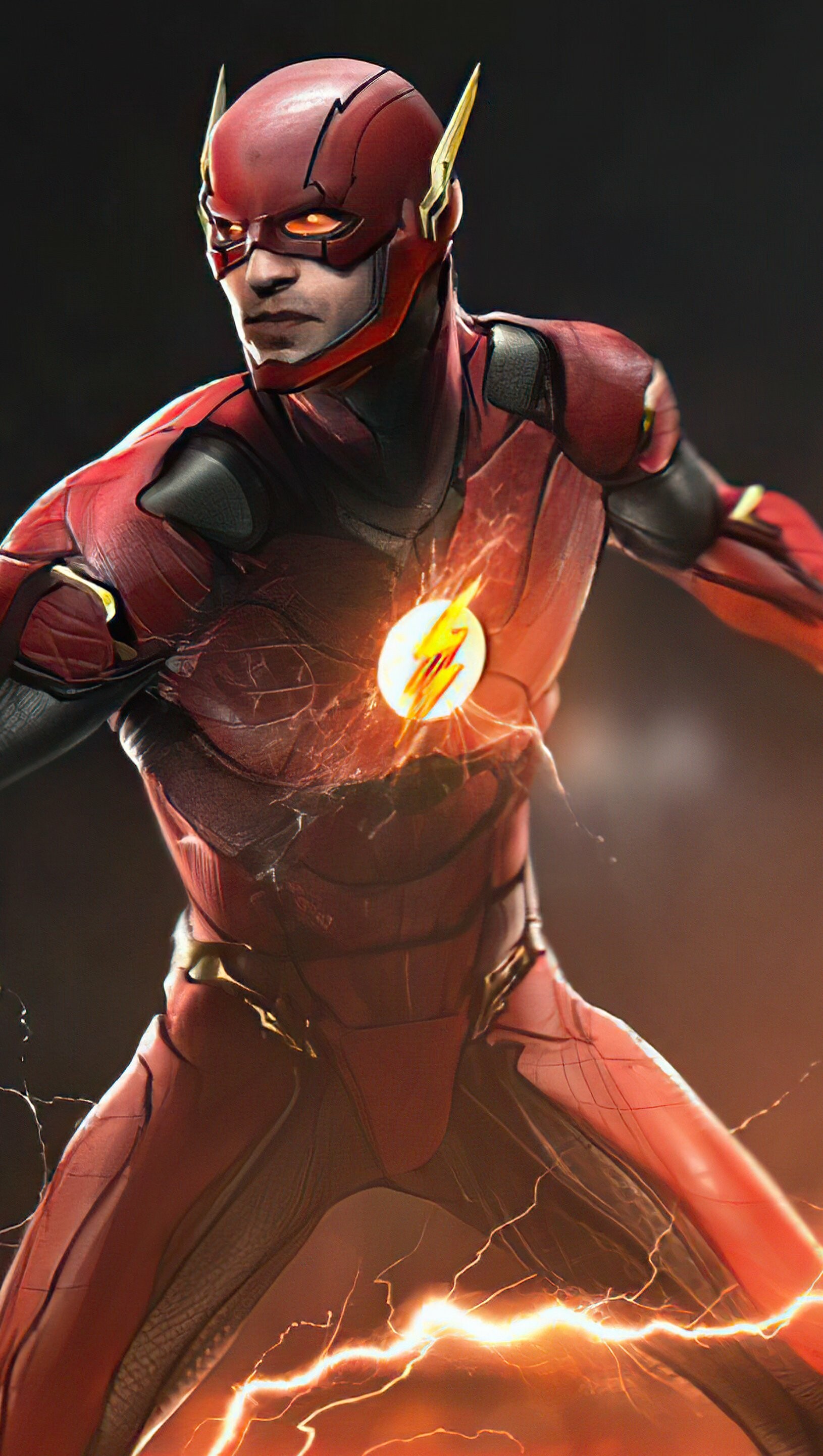 Flash (DC): A superhero wearing a distinct red and gold costume treated to resist friction and wind resistance. 1630x2880 HD Wallpaper.