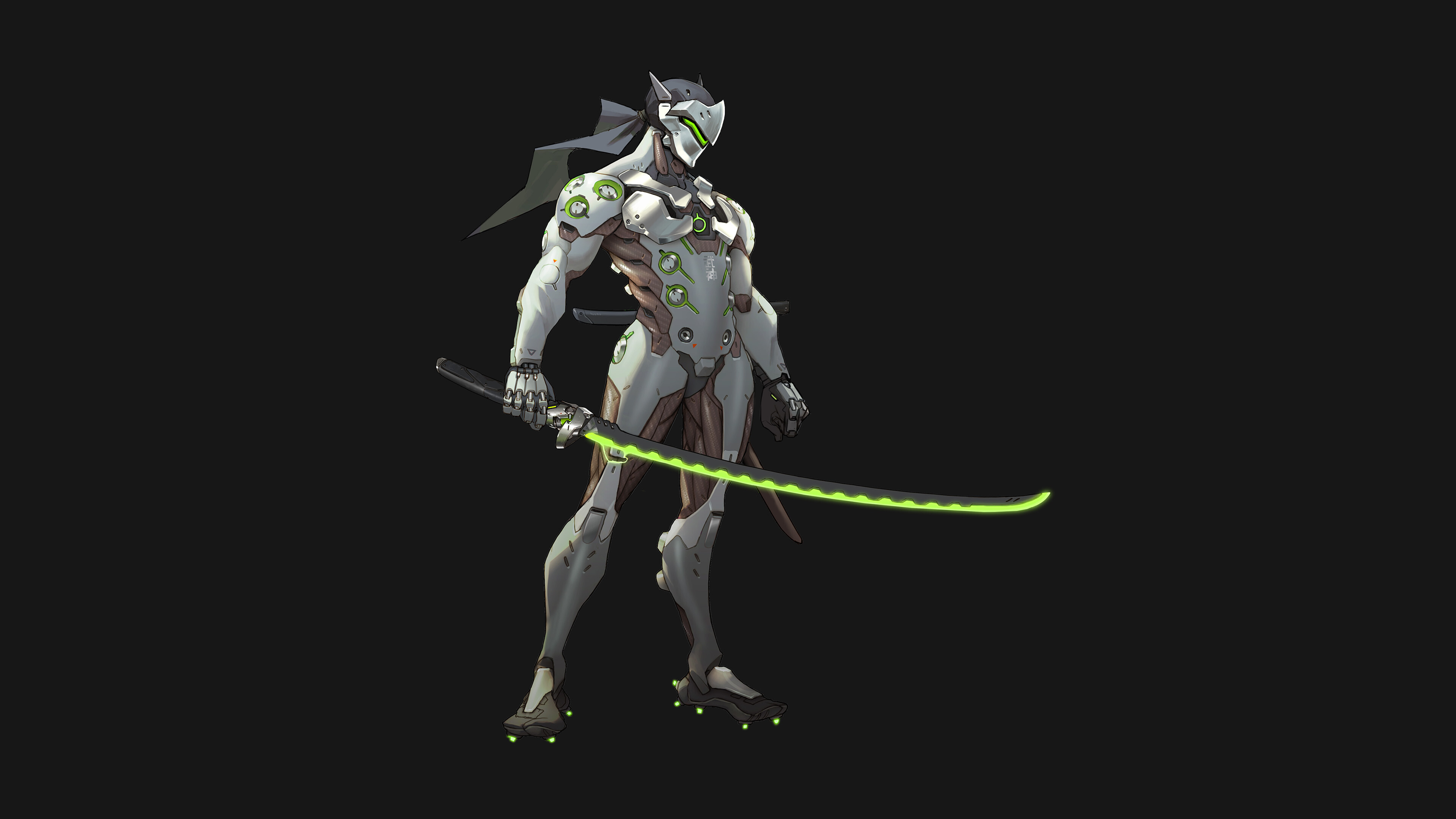 Genji: Overwatch, A hero that is better suited for mid-range to make use of his mobility and shurikens. 3840x2160 4K Background.