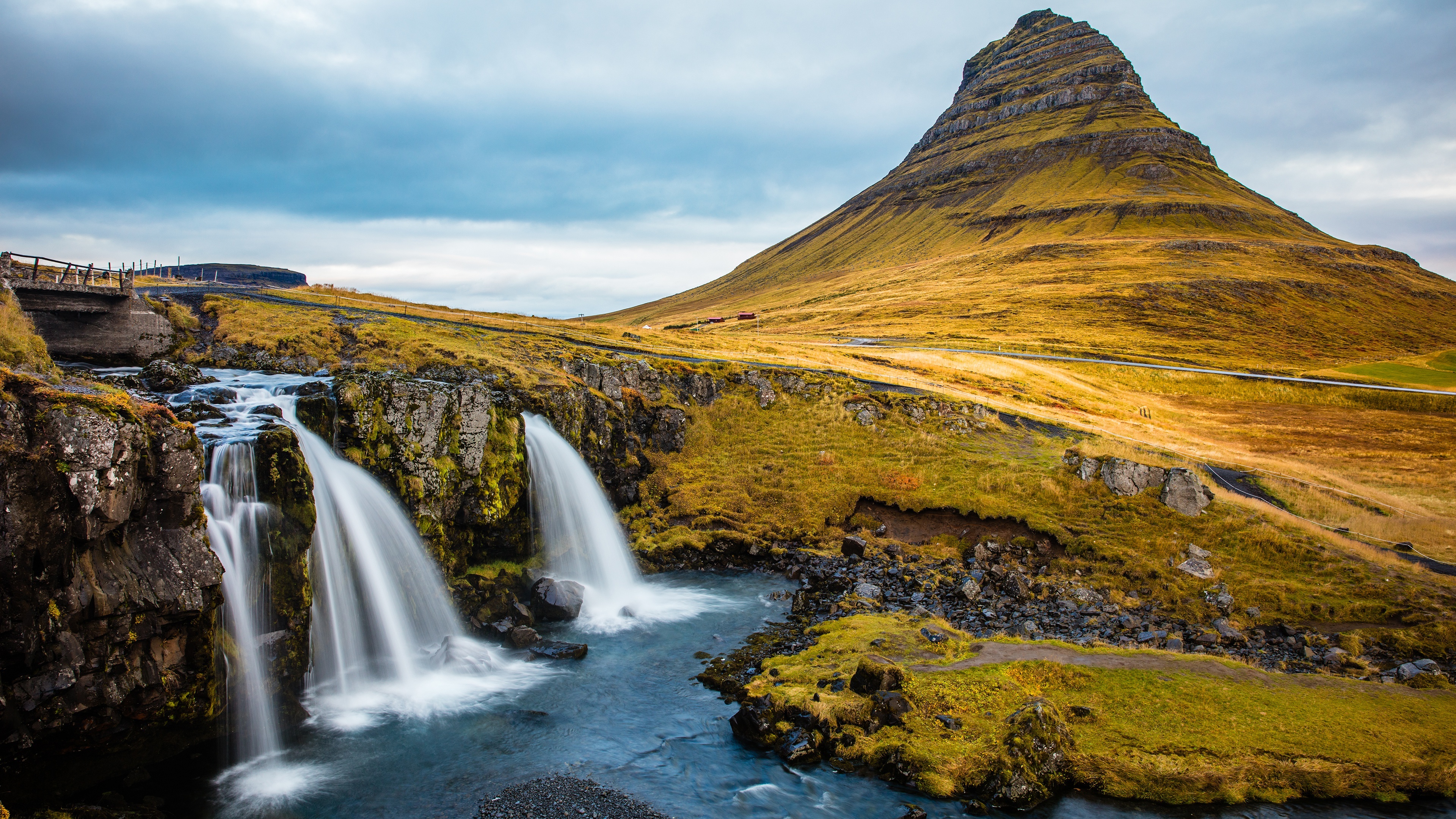 Kirkjufell nature, Waterfall landscape, Iceland, Aniac wallpapers, 3840x2160 4K Desktop