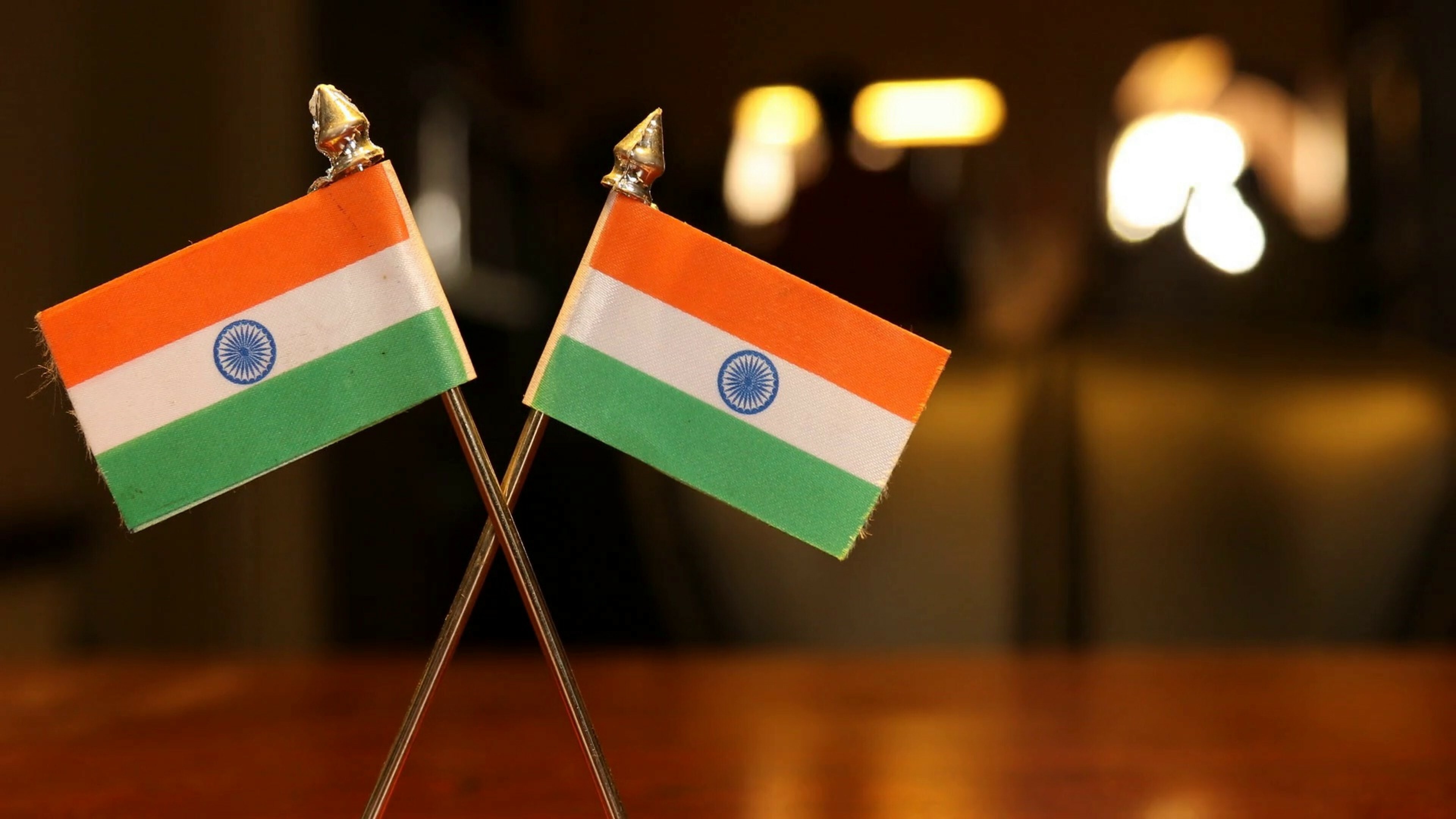 India: Indian flags, A country in South Asia. 3840x2160 4K Background.