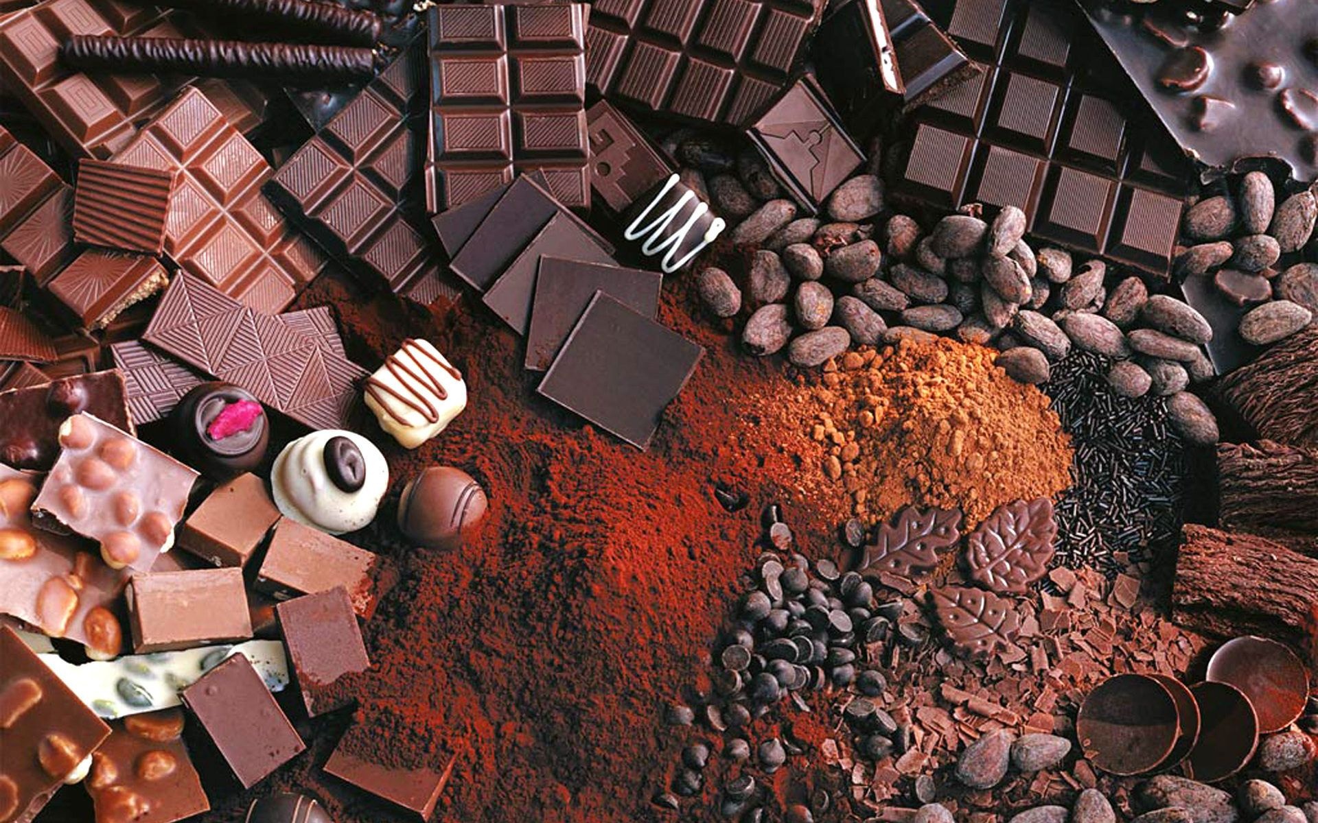 Chocolate: Candy bar, Contains cocoa solids, cocoa butter, sugar, and milk. 1920x1200 HD Background.