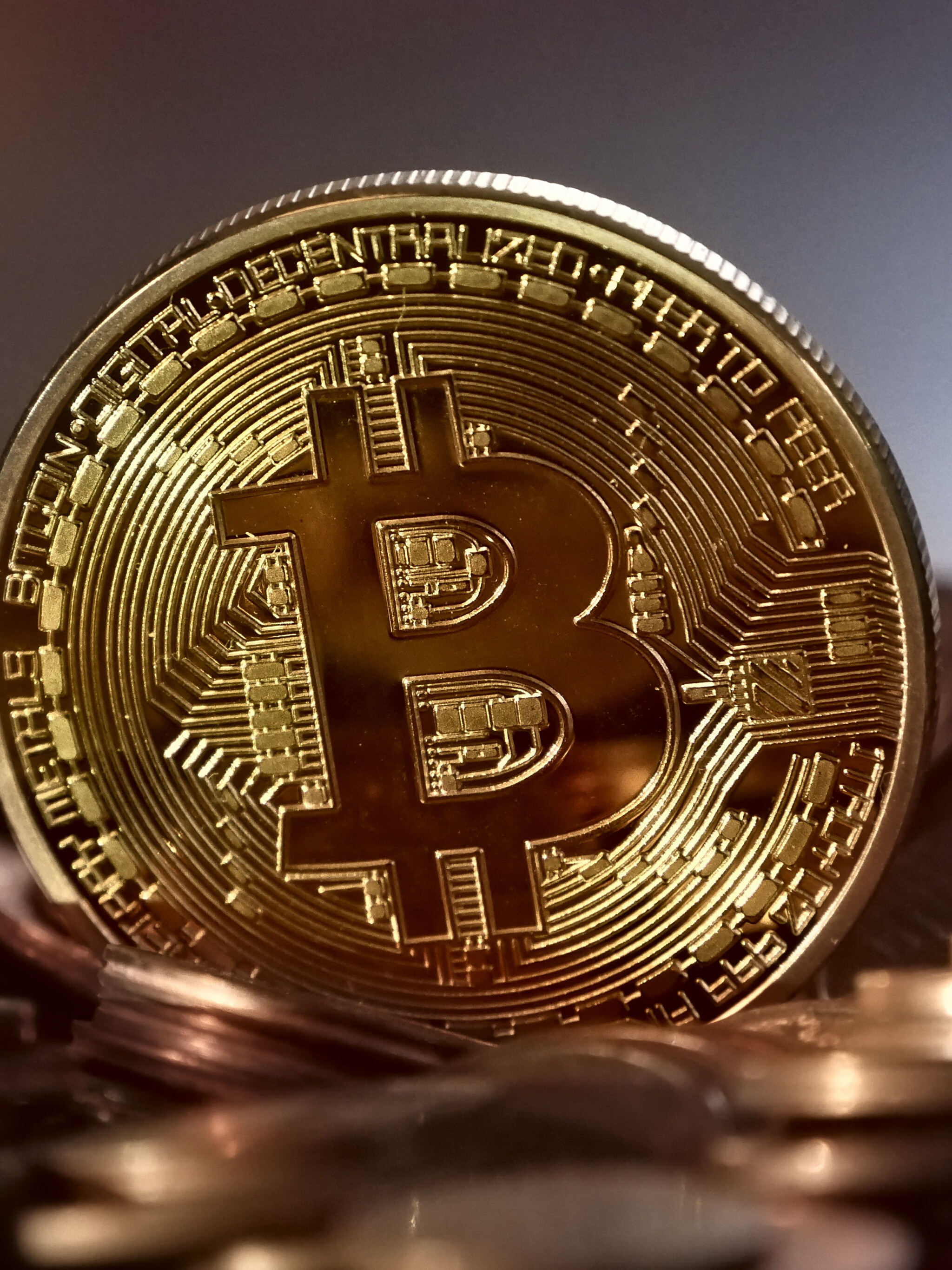 Bitcoin: The original, largest and best-known cryptocurrency, BTC. 2050x2740 HD Background.