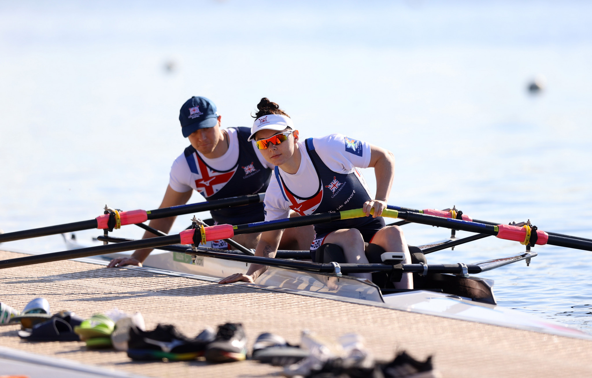 Rowing: The Tokyo 2020 Paralympics team of Great Britain, A double sculling event. 2050x1310 HD Background.
